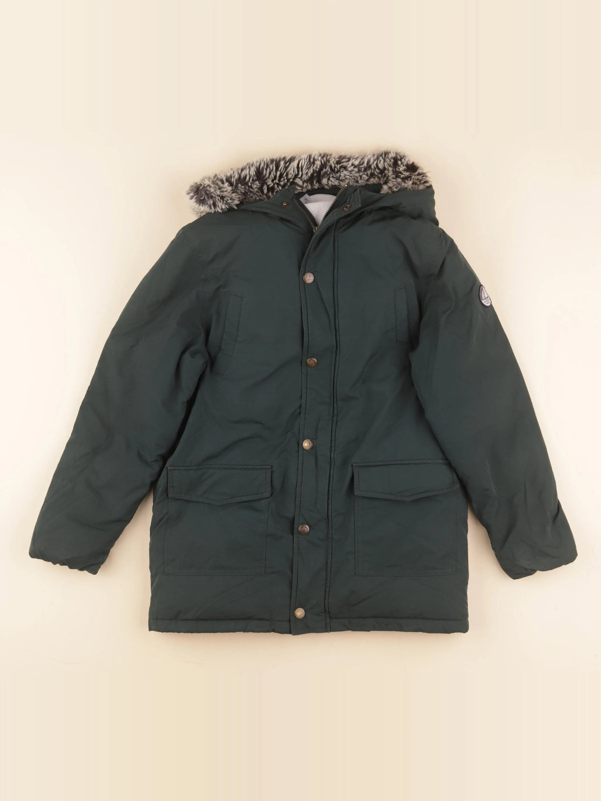 Petit Bateau - parka vert - 10 ans