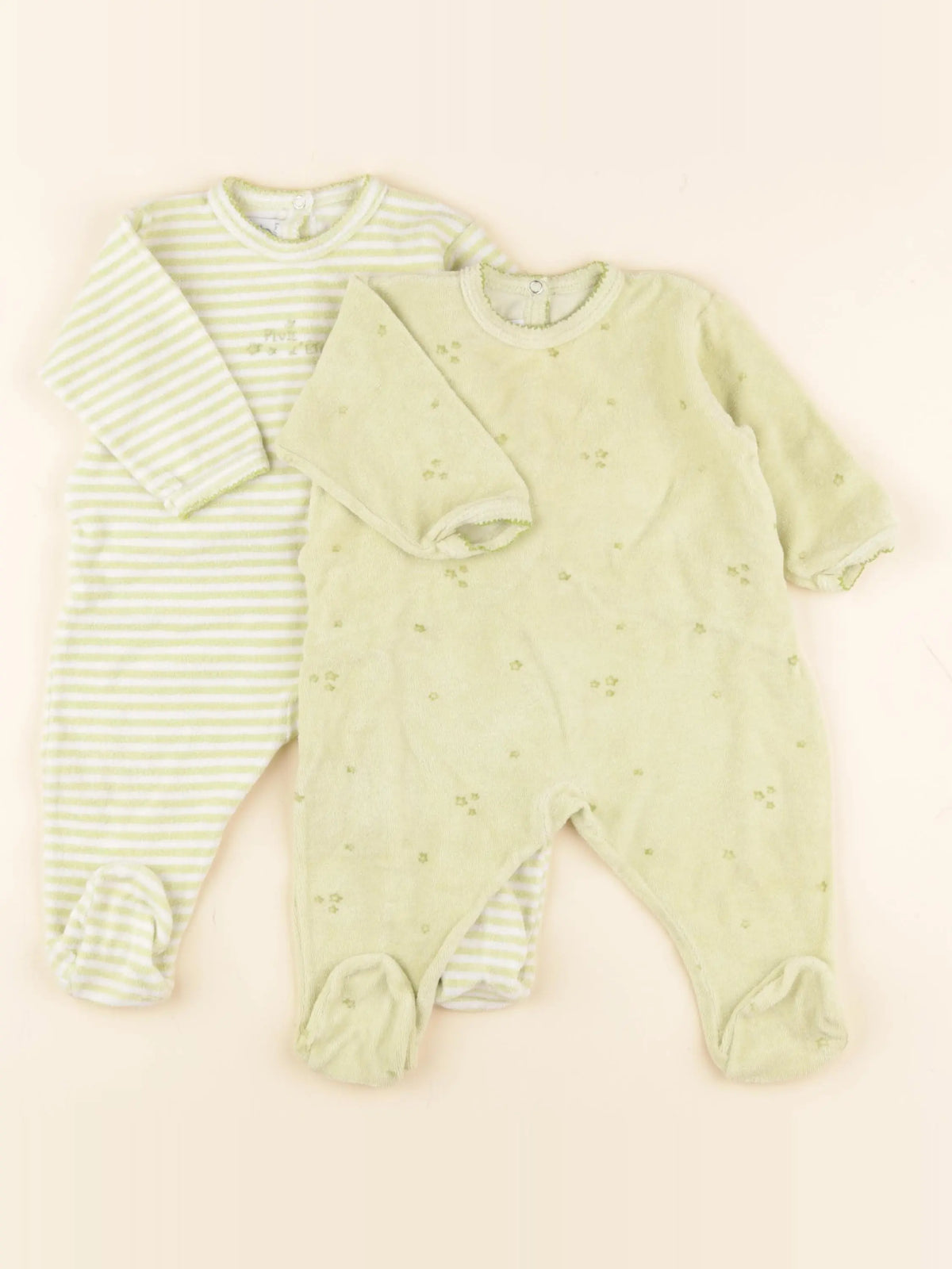 Petit Bateau - lot de 2 pyjamas coton vert - 6 mois