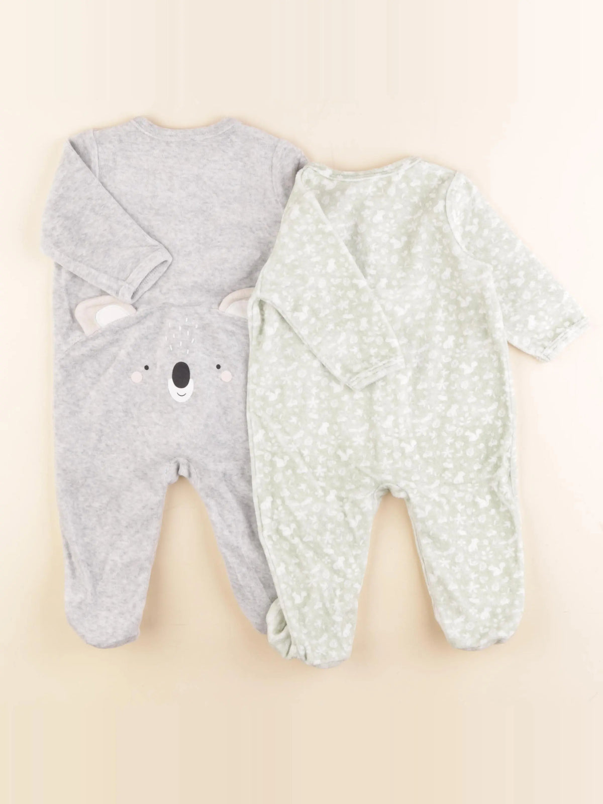 Vertbaudet - lot de 2 pyjamas velours multicolore - 6 mois