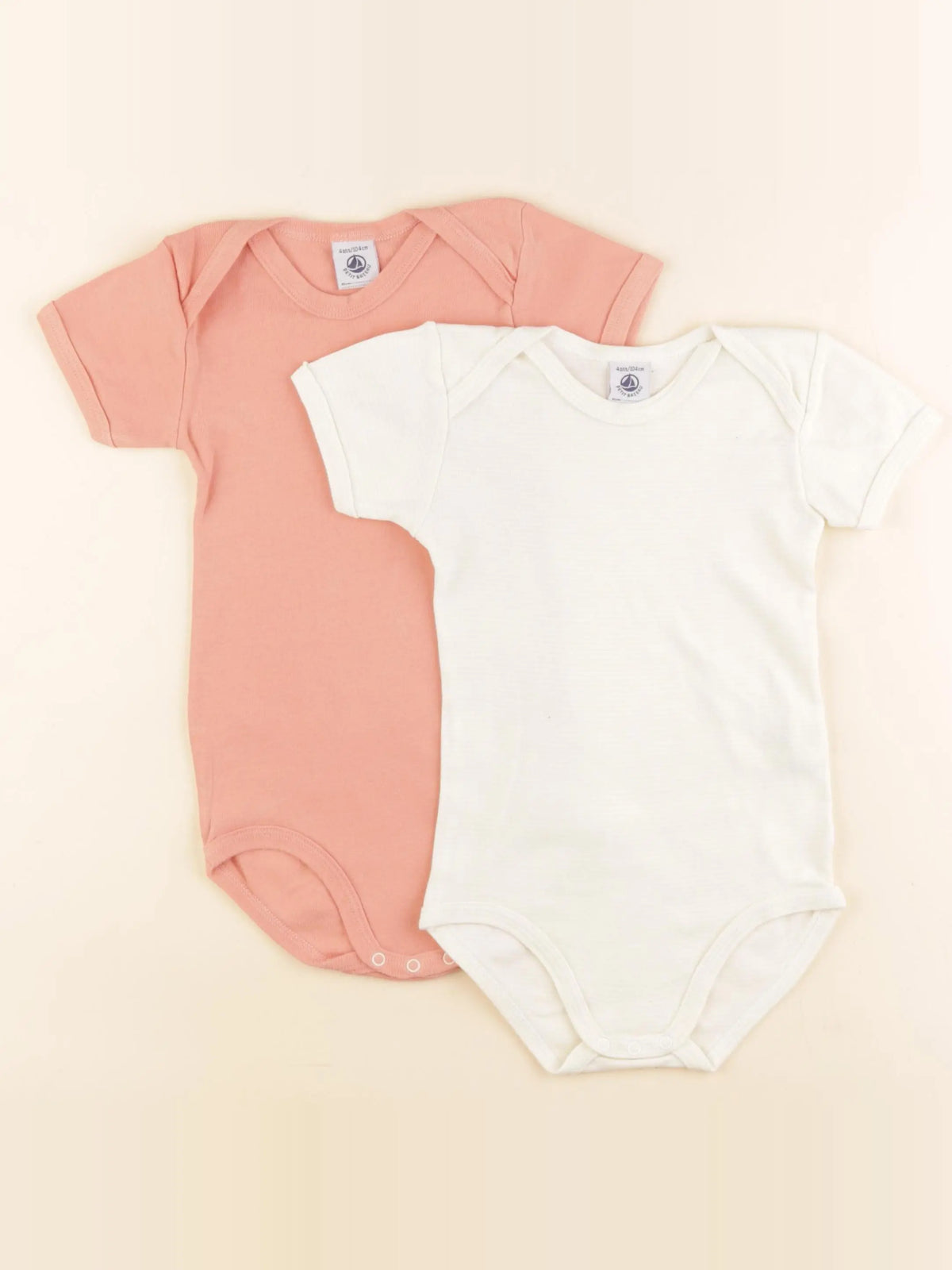 Petit Bateau - lot de 2 bodies en coton jaune, rose - 4 ans