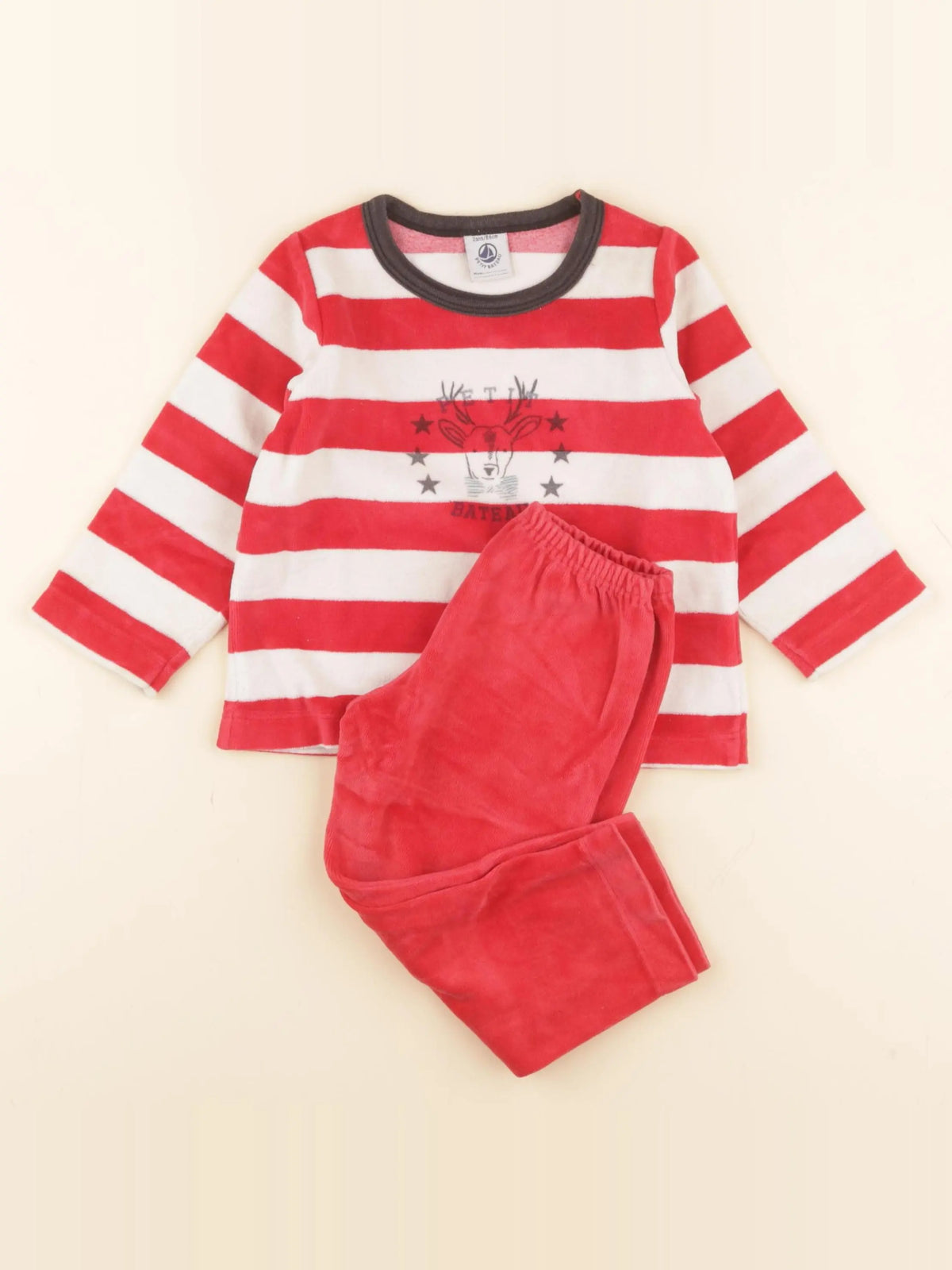 Petit Bateau - pyjama velours rouge - 2 ans