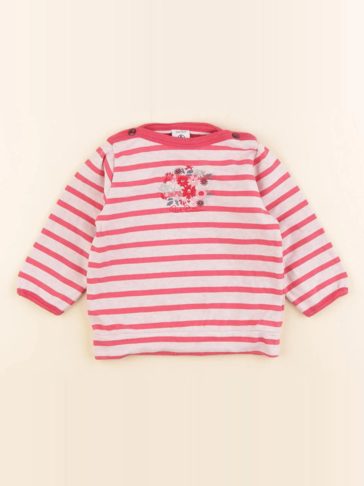 Petit Bateau - tee-shirt rose - 12 mois