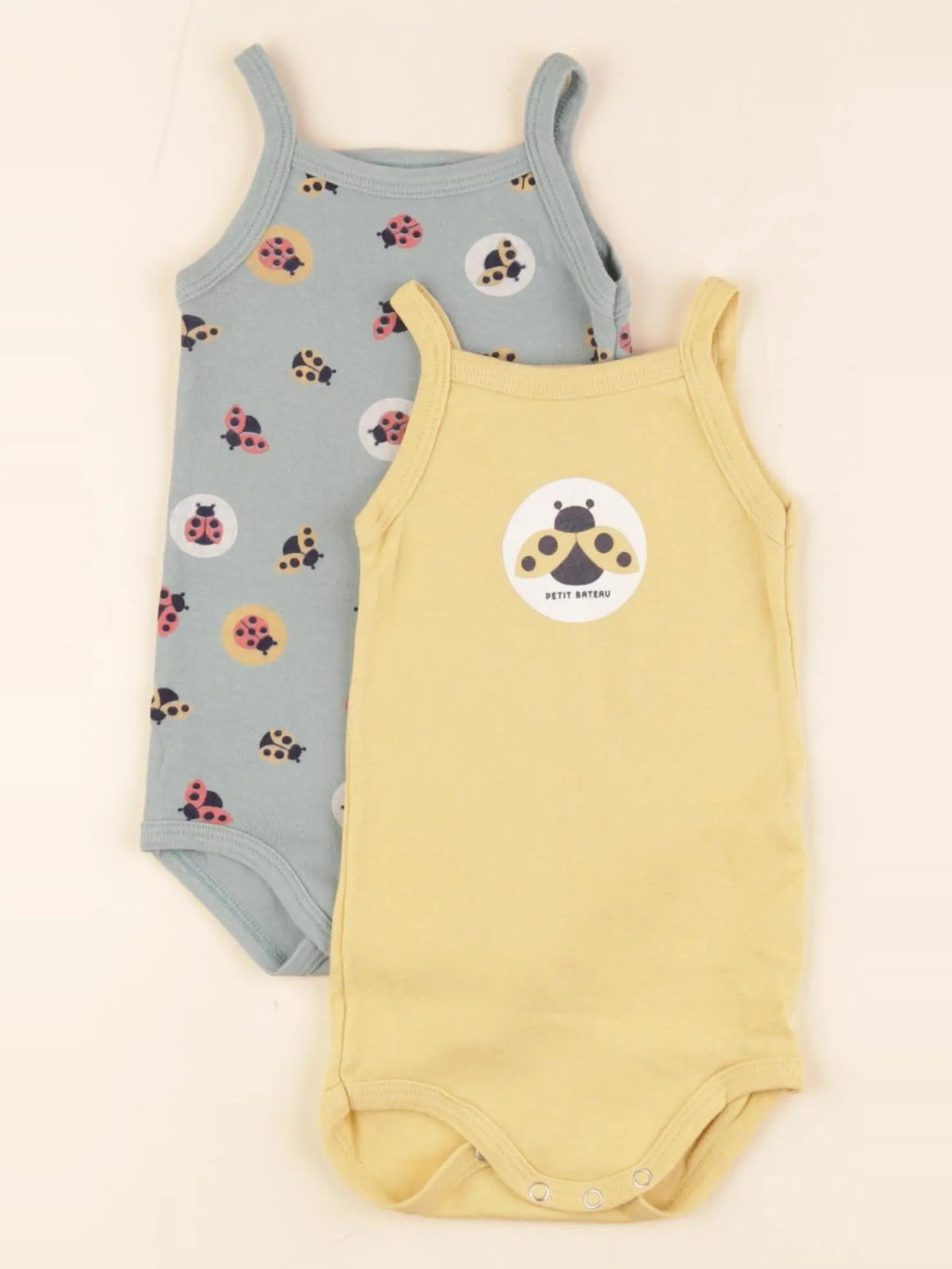 Petit Bateau - lot de 2 bodies en coton jaune, vert - 9 mois