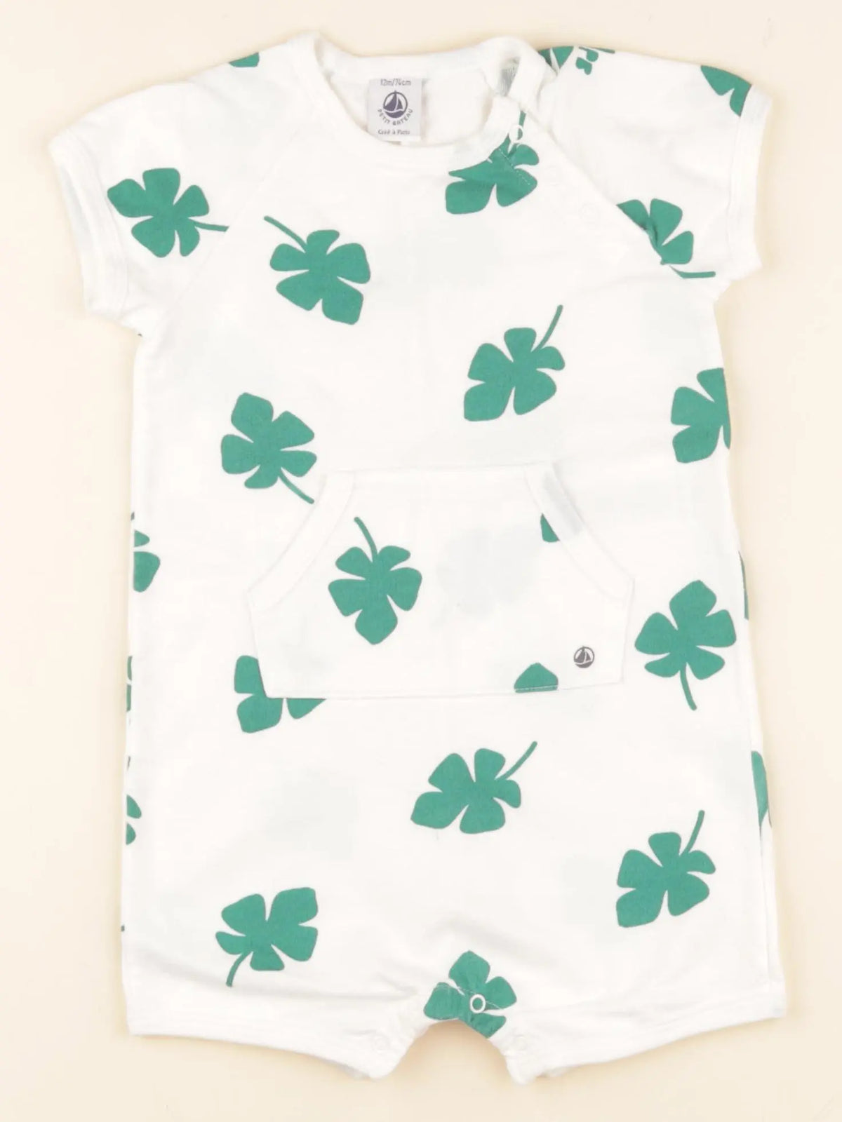 Petit Bateau - combinaison blanc, vert - 12 mois