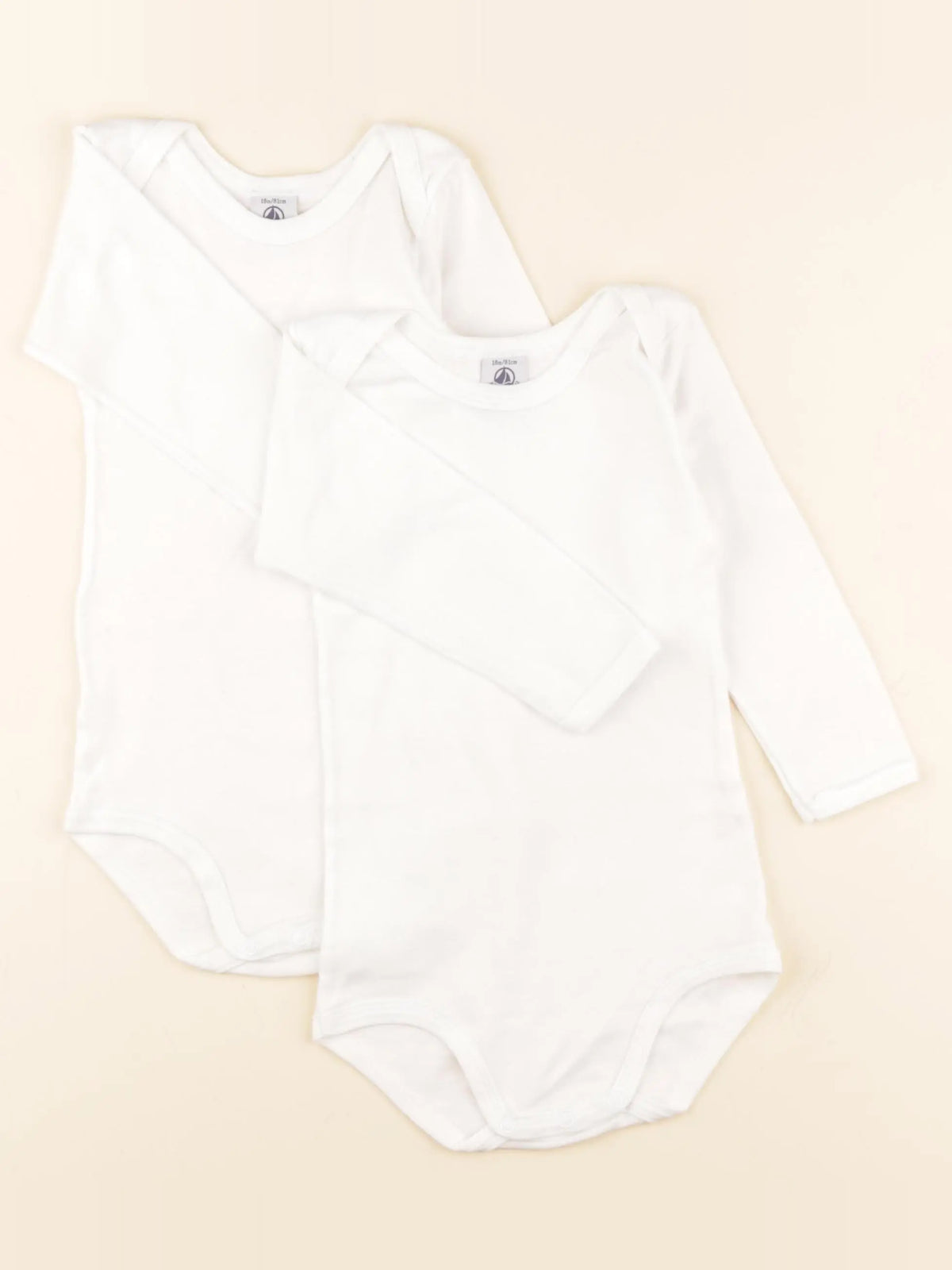 Petit Bateau - lot de 2 bodies en coton blanc - 18 mois