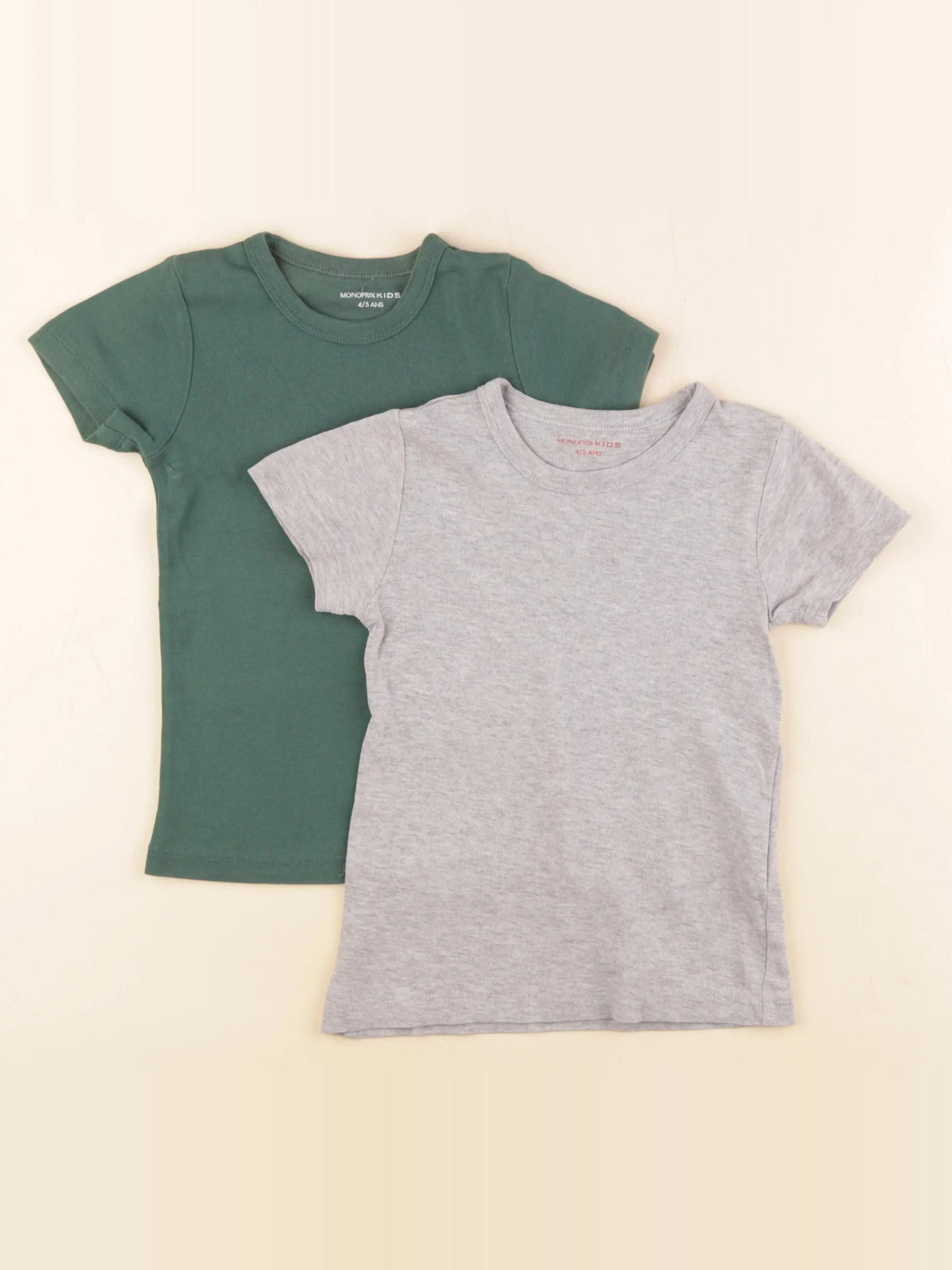 Monoprix - lot de 2 tee-shirts gris, vert - 4/5 ans