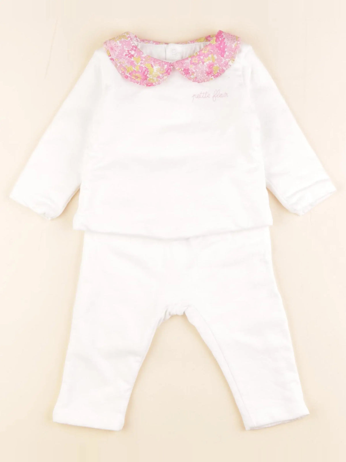Jacadi - ensemble blanc, rose - 12 mois