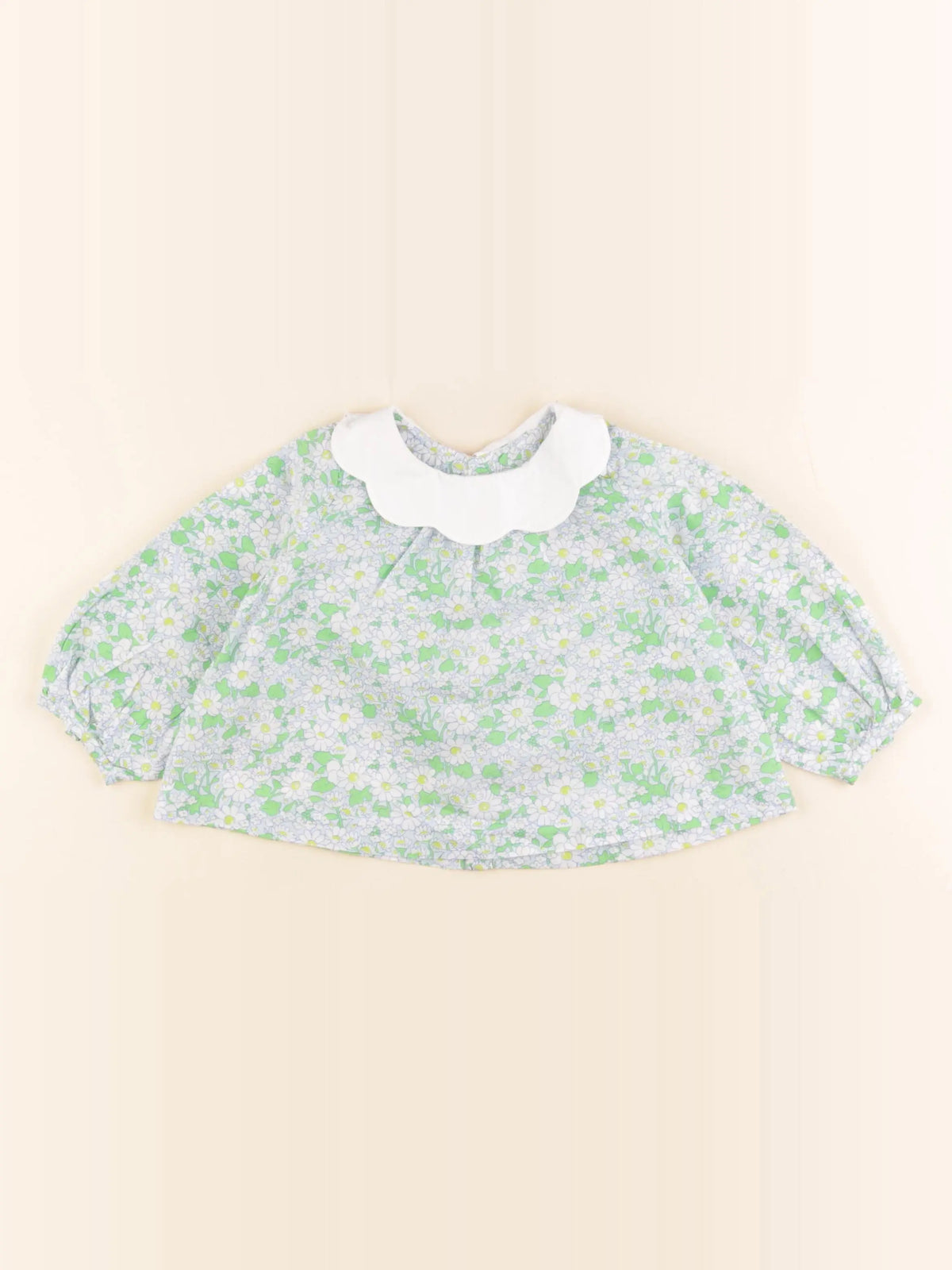 Jacadi - blouse liberty vert, bleu - 18 mois