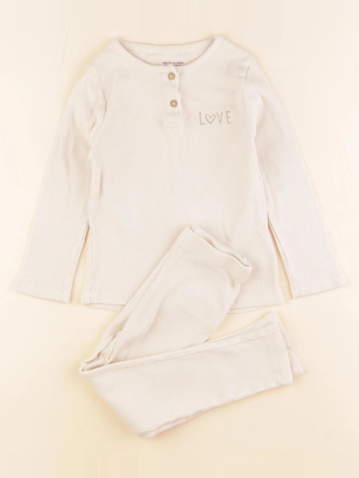 Vertbaudet - pyjama coton beige, or - 5 ans