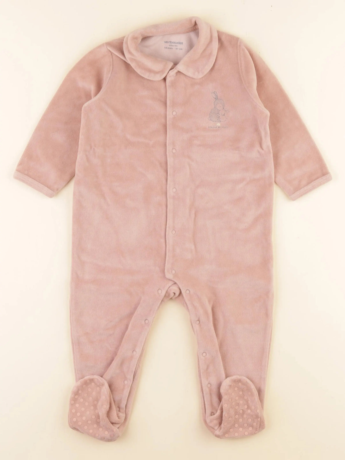 Vertbaudet - pyjama velours rose - 18 mois