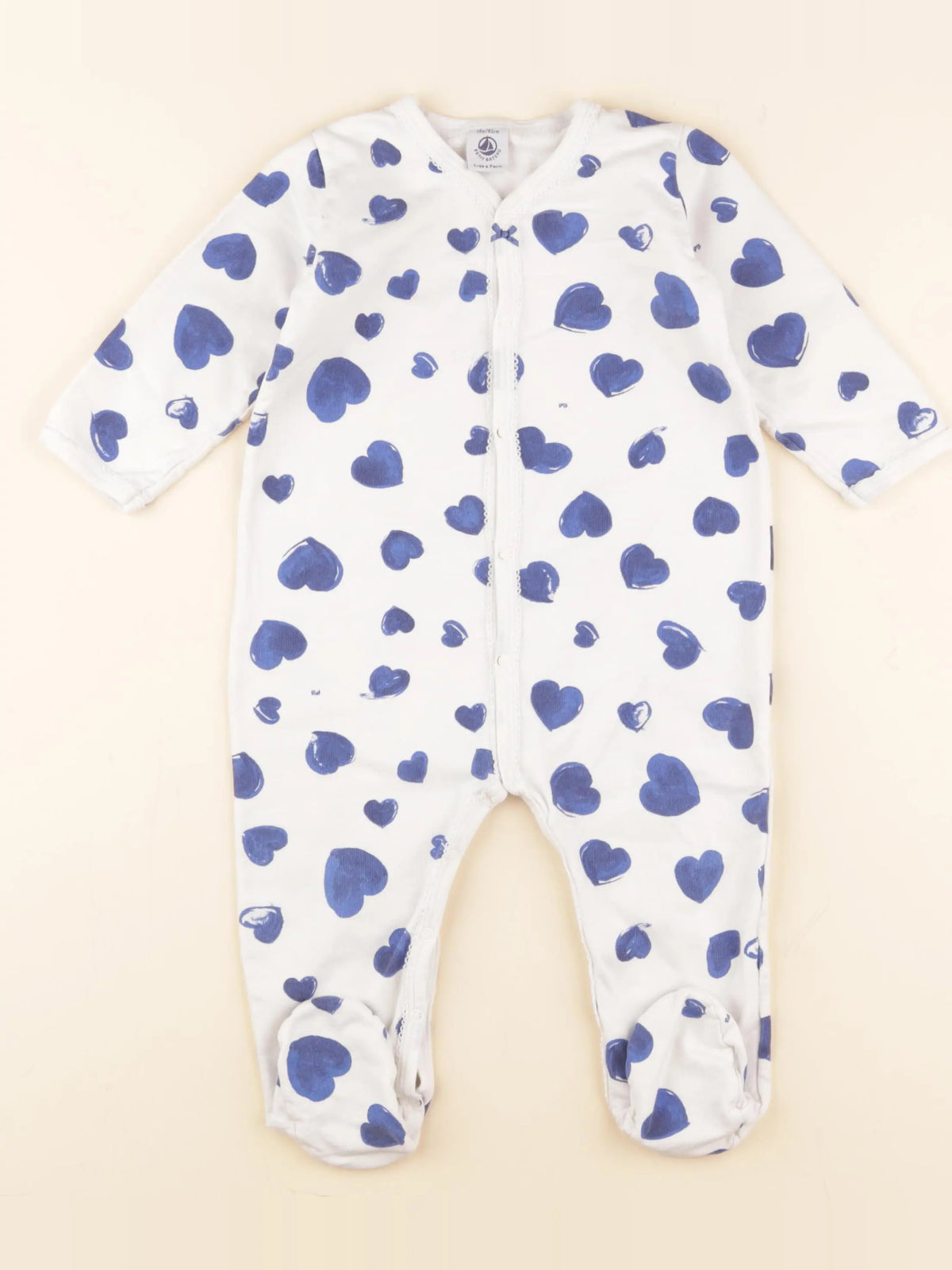 Petit Bateau - pyjama coton bleu, blanc - 18 mois