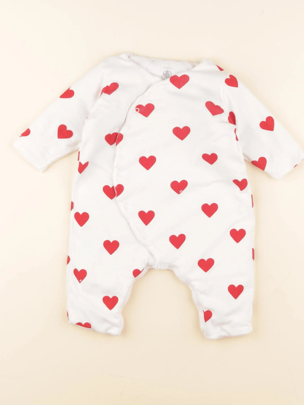 Petit Bateau - pyjama coton blanc, rouge - 6 mois