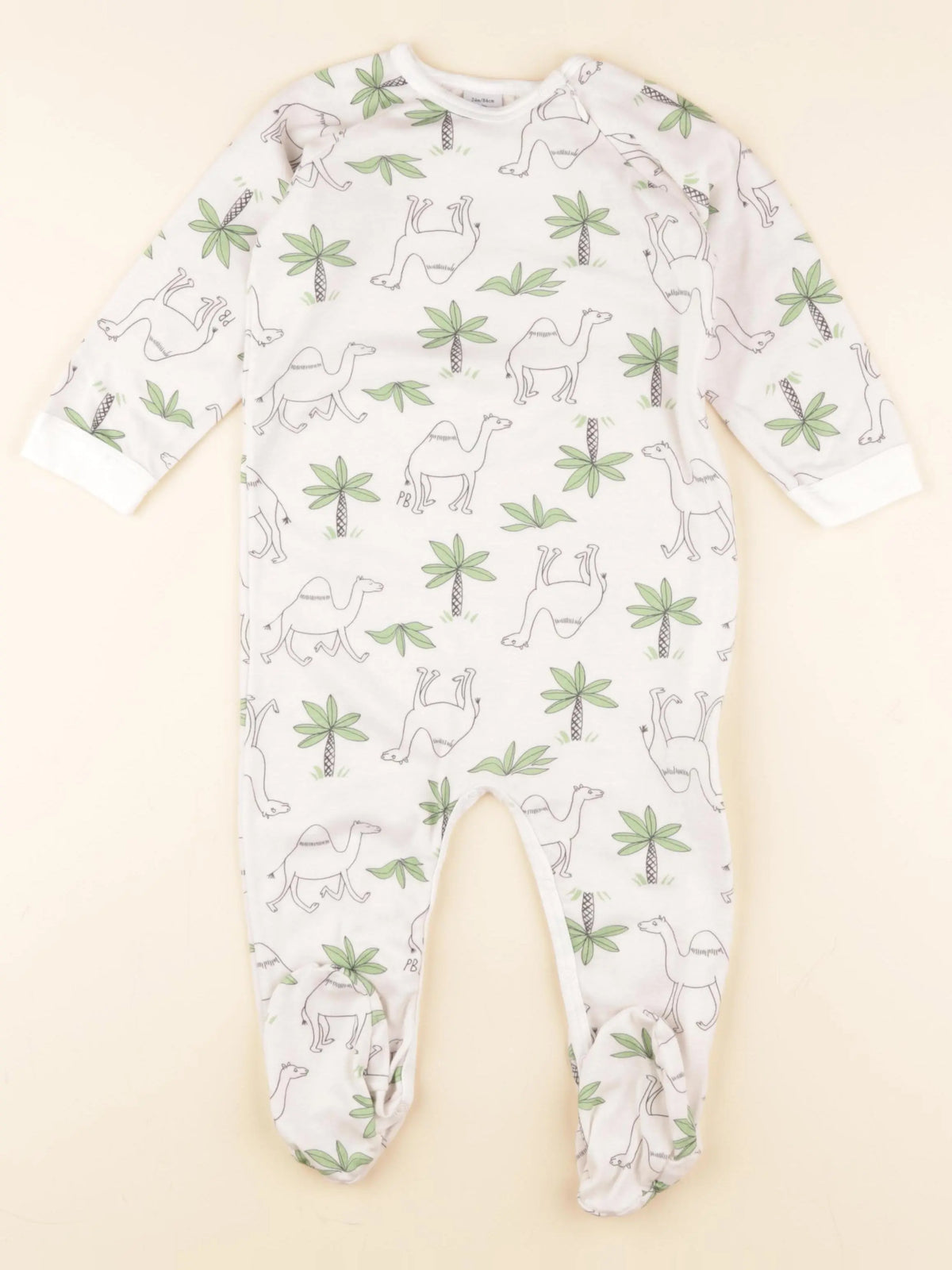 Petit Bateau - pyjama coton vert - 24 mois