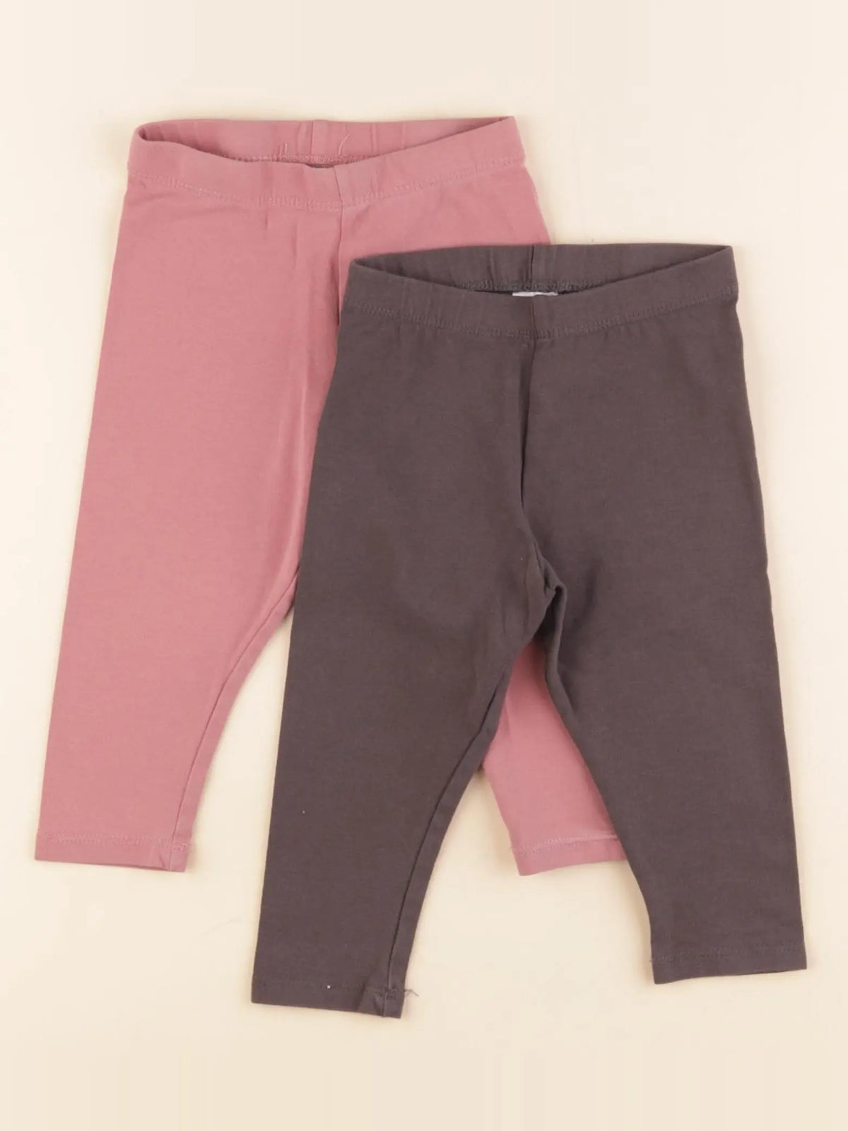 H&M - lot de 2 leggings rose, blanc - 6/9 mois
