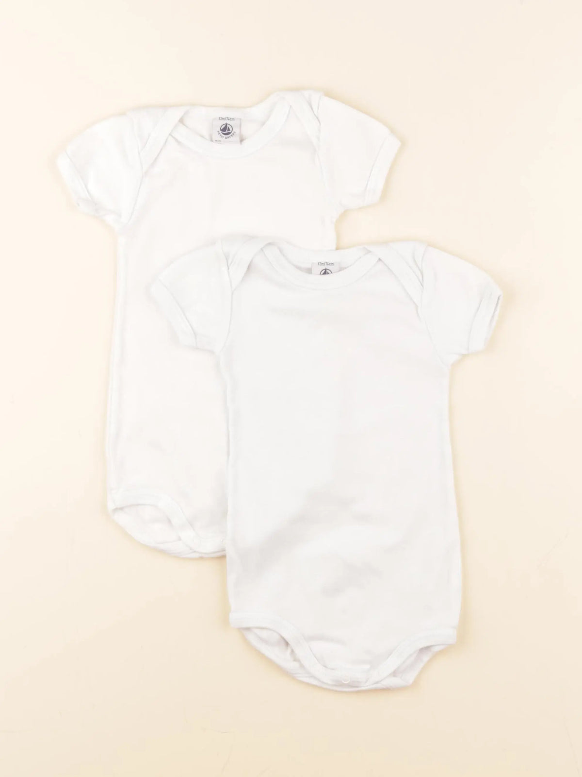 Petit Bateau - lot de 2 bodies en coton blanc - 12 mois