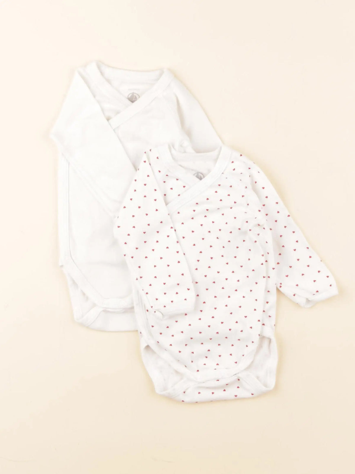 Petit Bateau - lot de 2 bodies en coton blanc, rouge - 3 mois