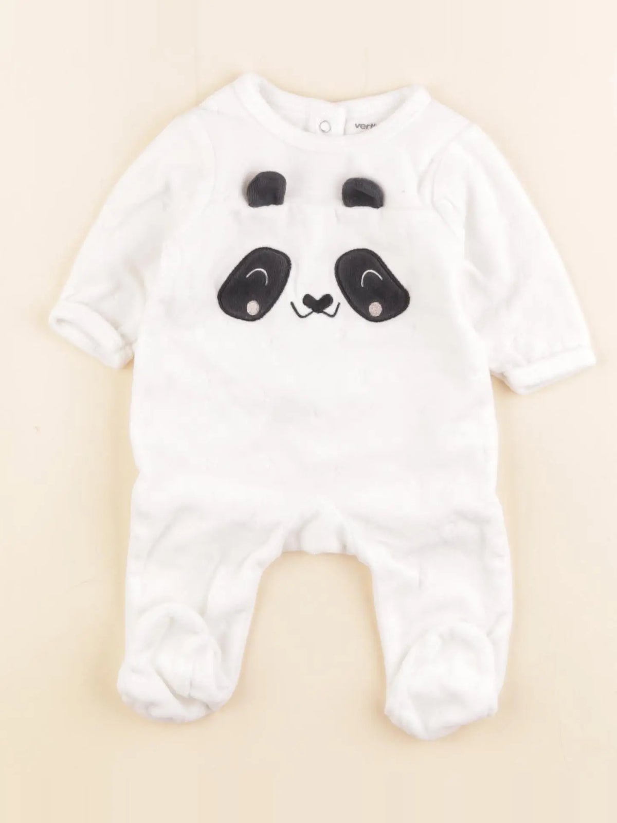Vertbaudet - pyjama velours blanc - 1 mois