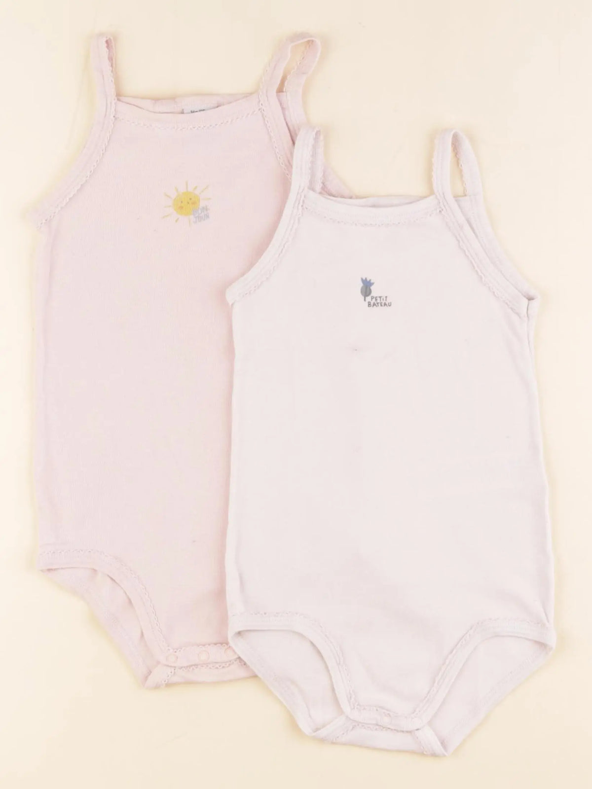 Petit Bateau - lot de 2 bodies en coton rose - 36 mois