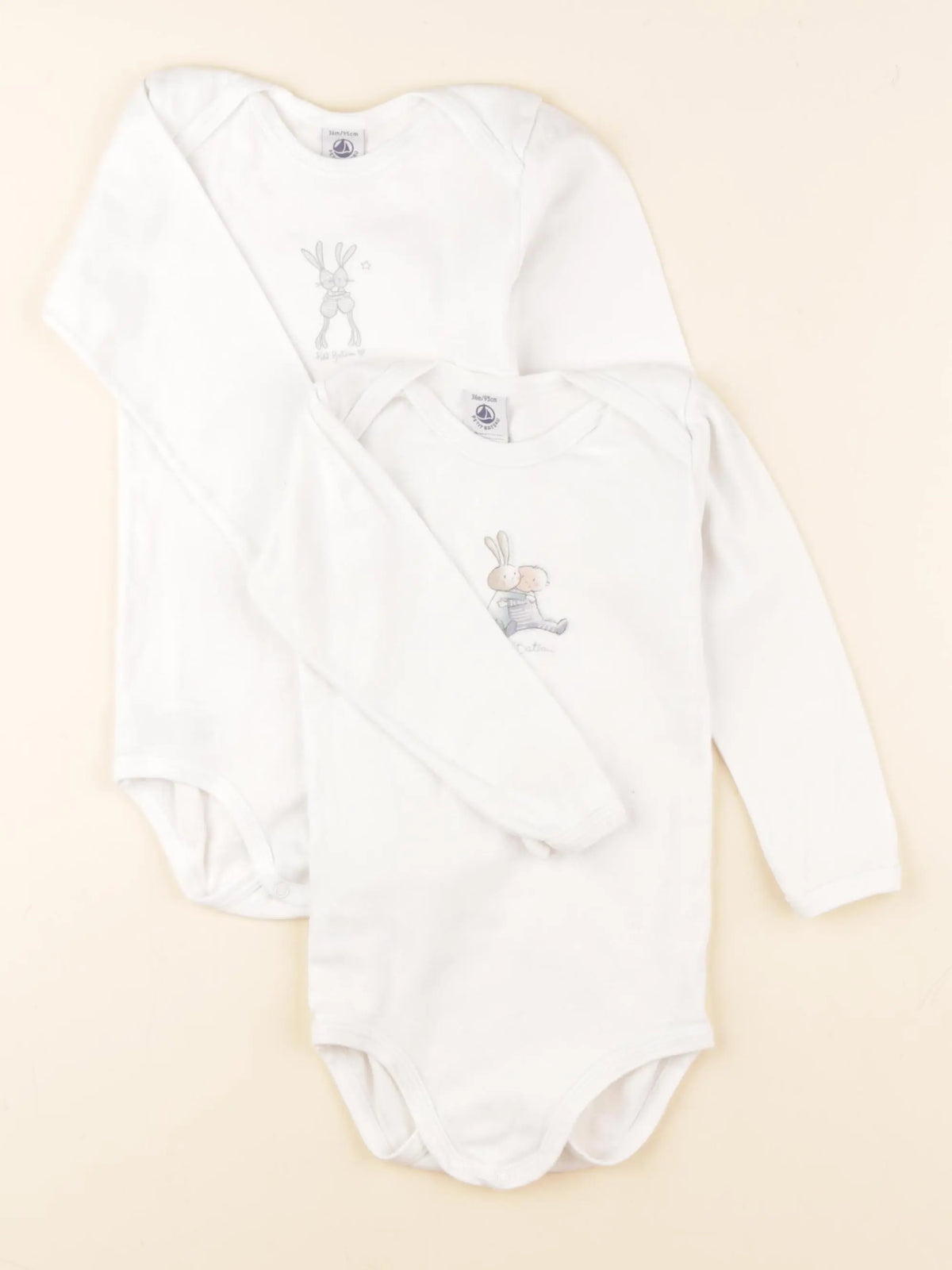 Petit Bateau - lot de 2 bodies en coton blanc - 36 mois