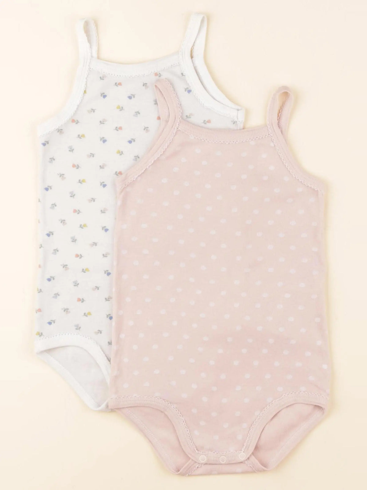 Petit Bateau - lot de 2 bodies en coton blanc, rose - 24 mois
