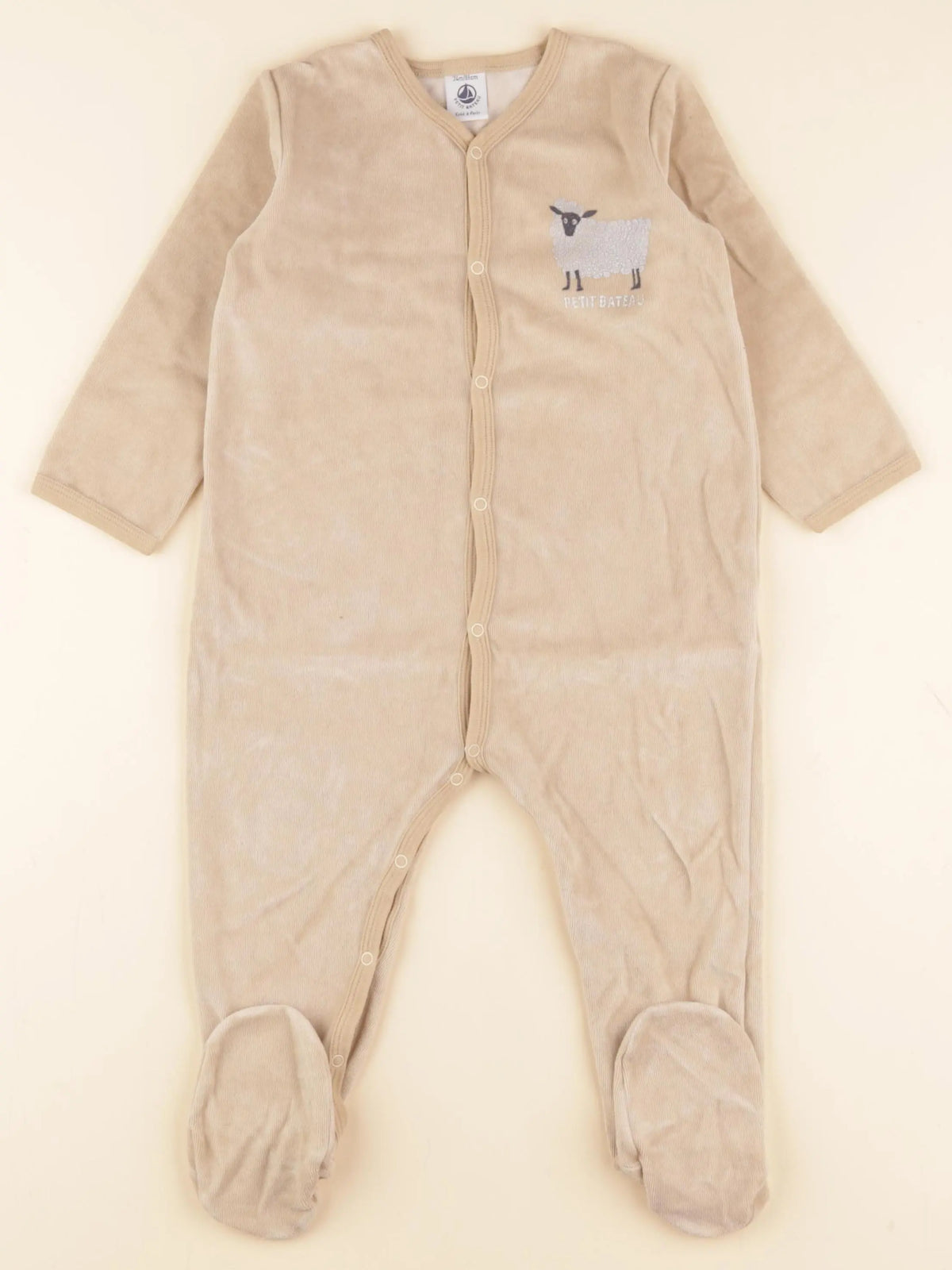 Petit Bateau - pyjama velours beige - 24 mois