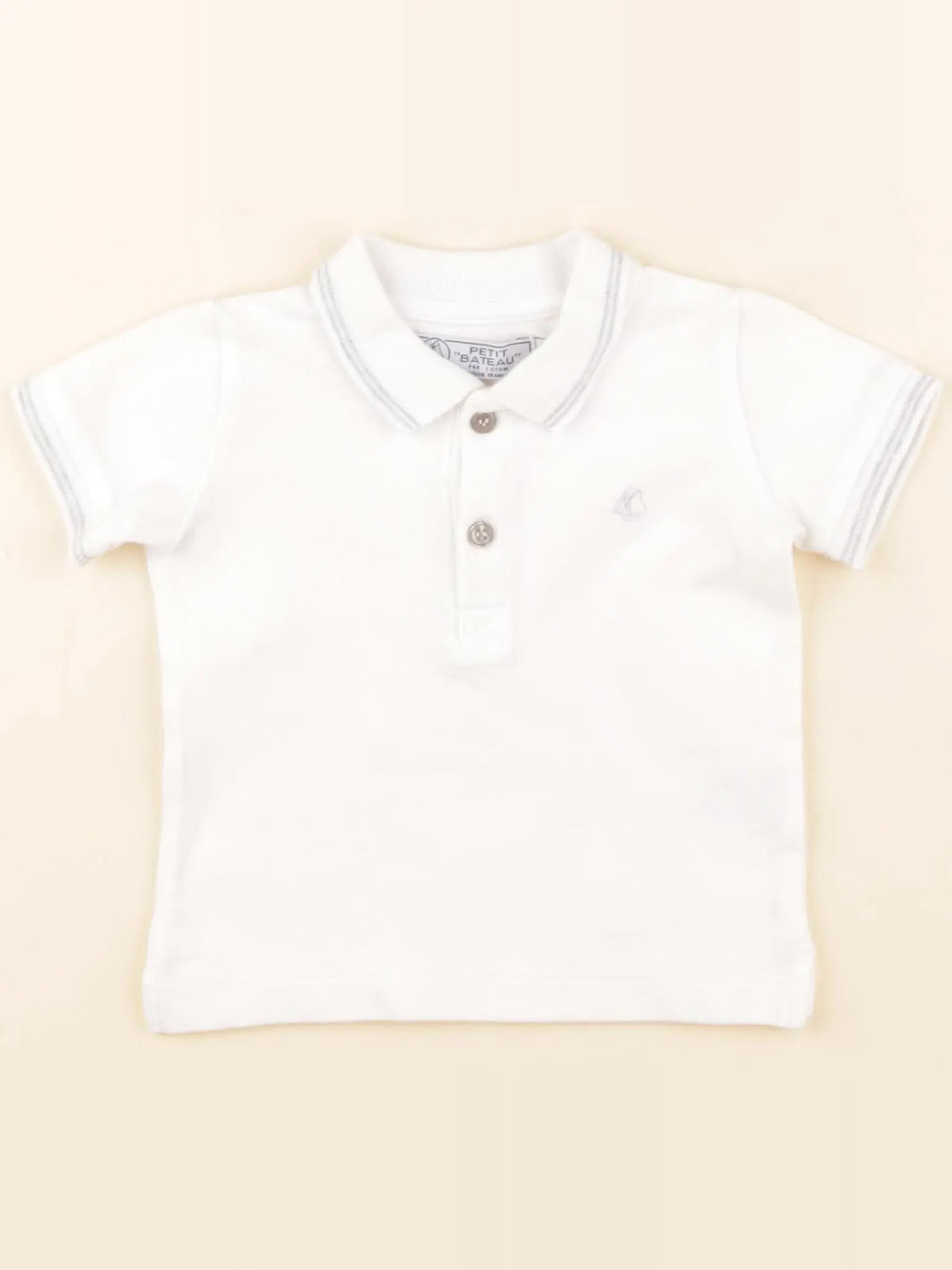 Petit Bateau - polo blanc - 12 mois