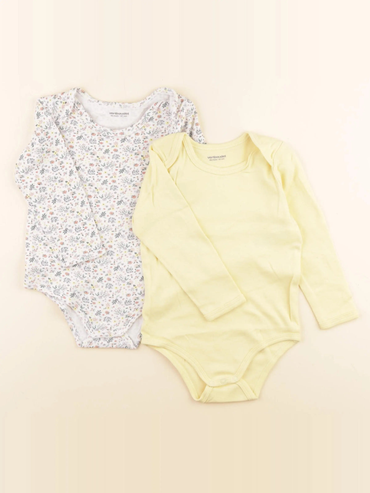 Vertbaudet - lot de 2 bodies en coton multicolore - 36 mois