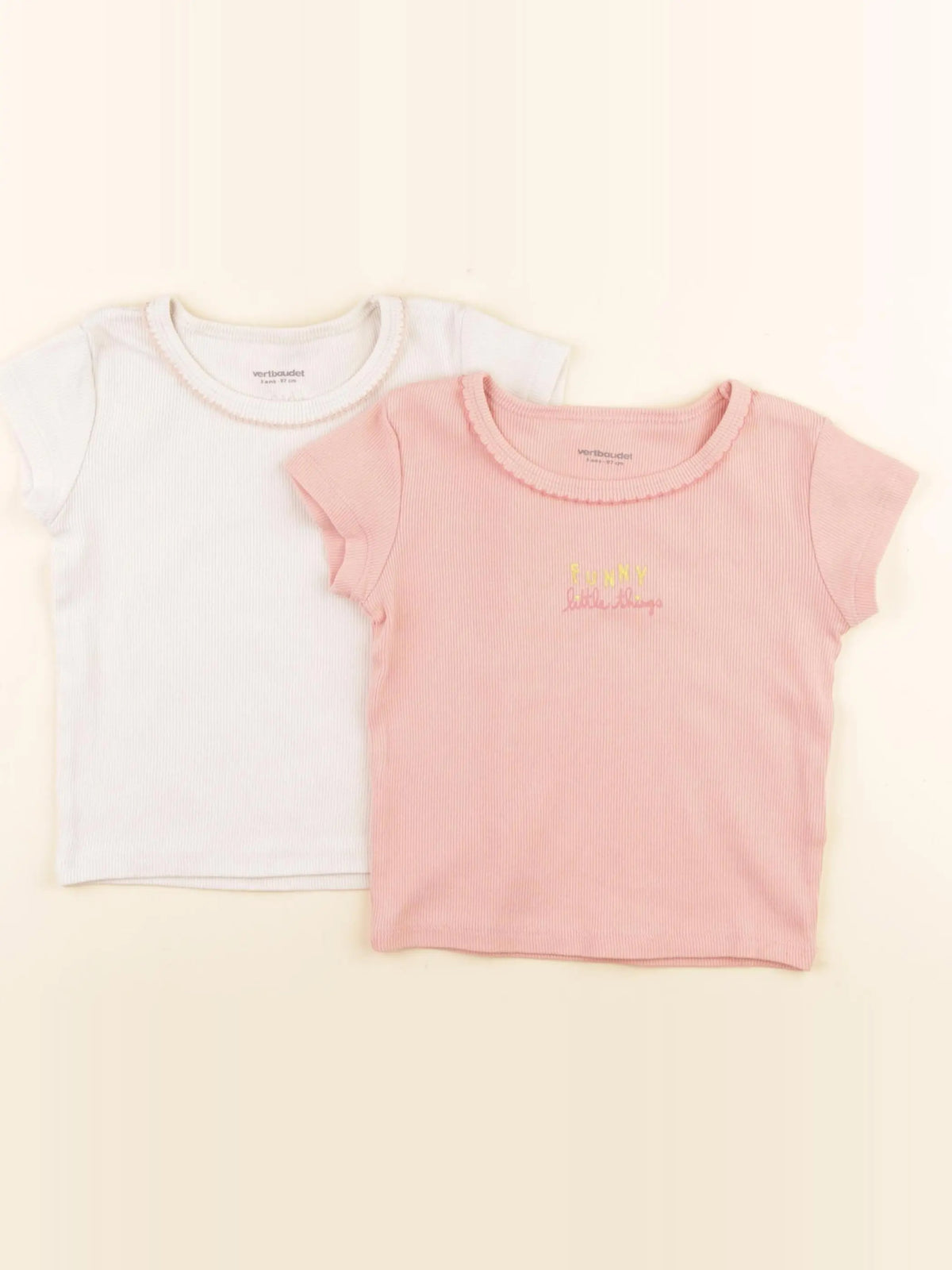 Vertbaudet - lot de 2 maillots de corps rose - 3 ans