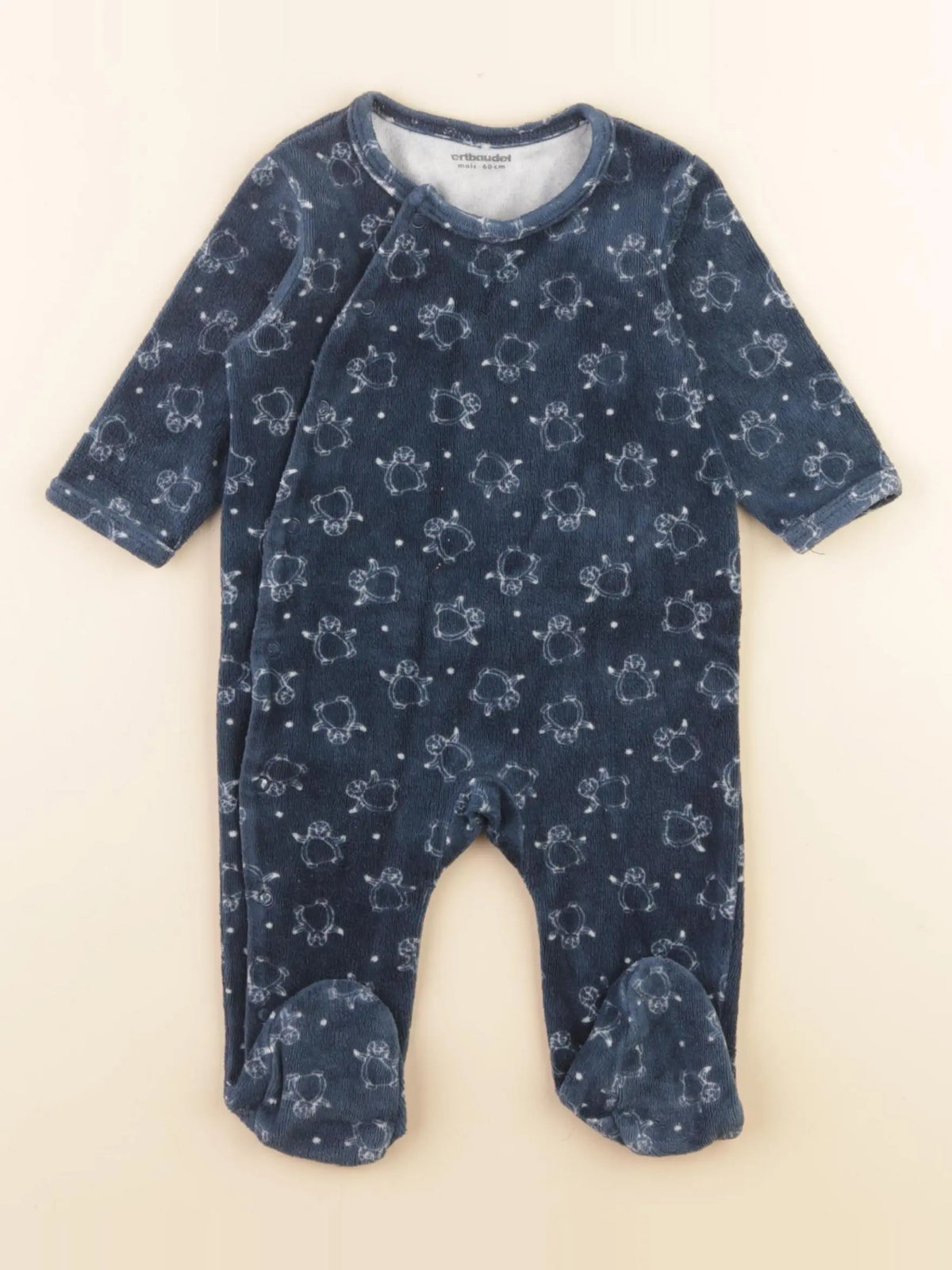 Vertbaudet - pyjama velours bleu - 3 mois