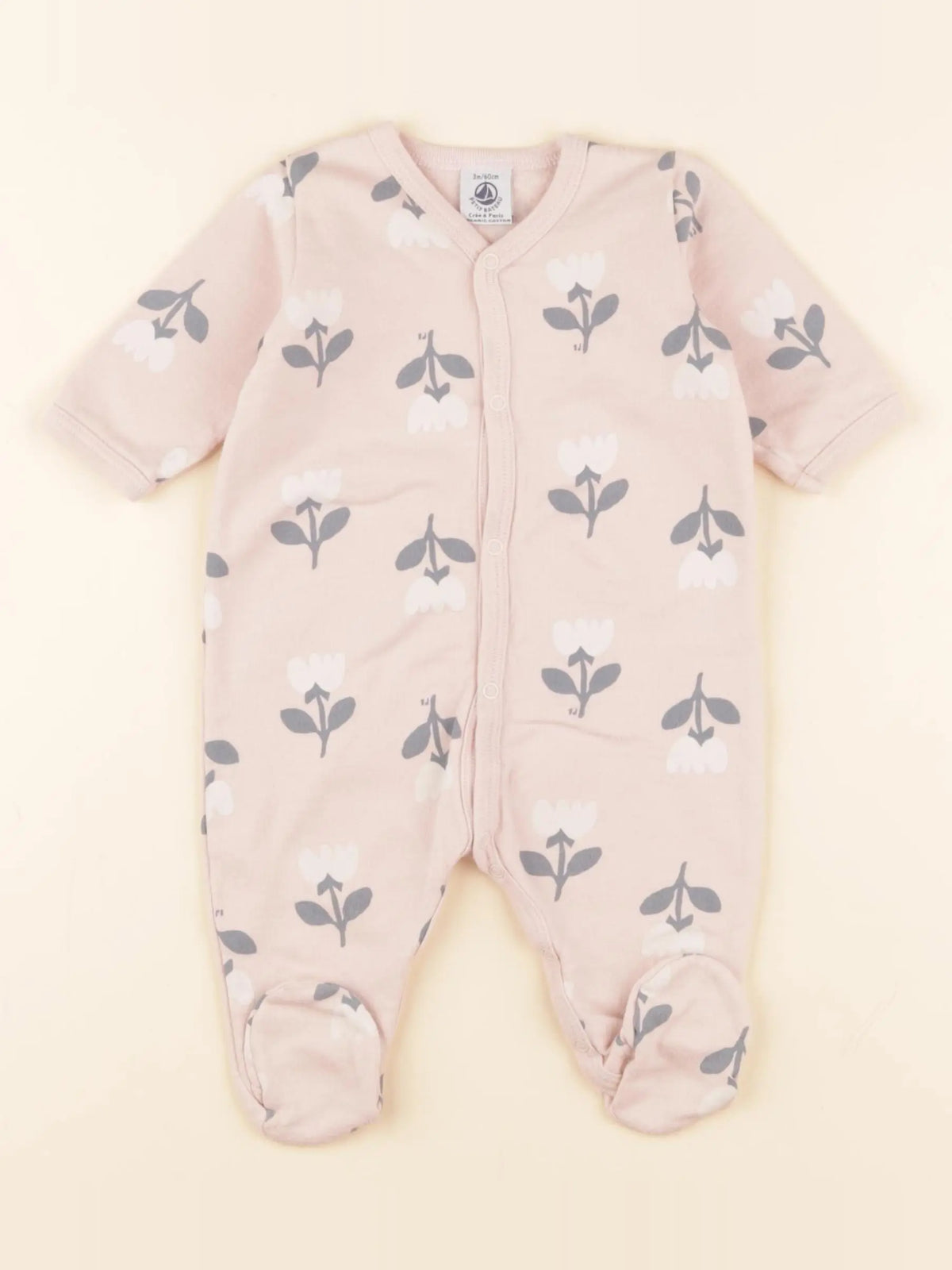 Petit Bateau - pyjama coton rose - 3 mois