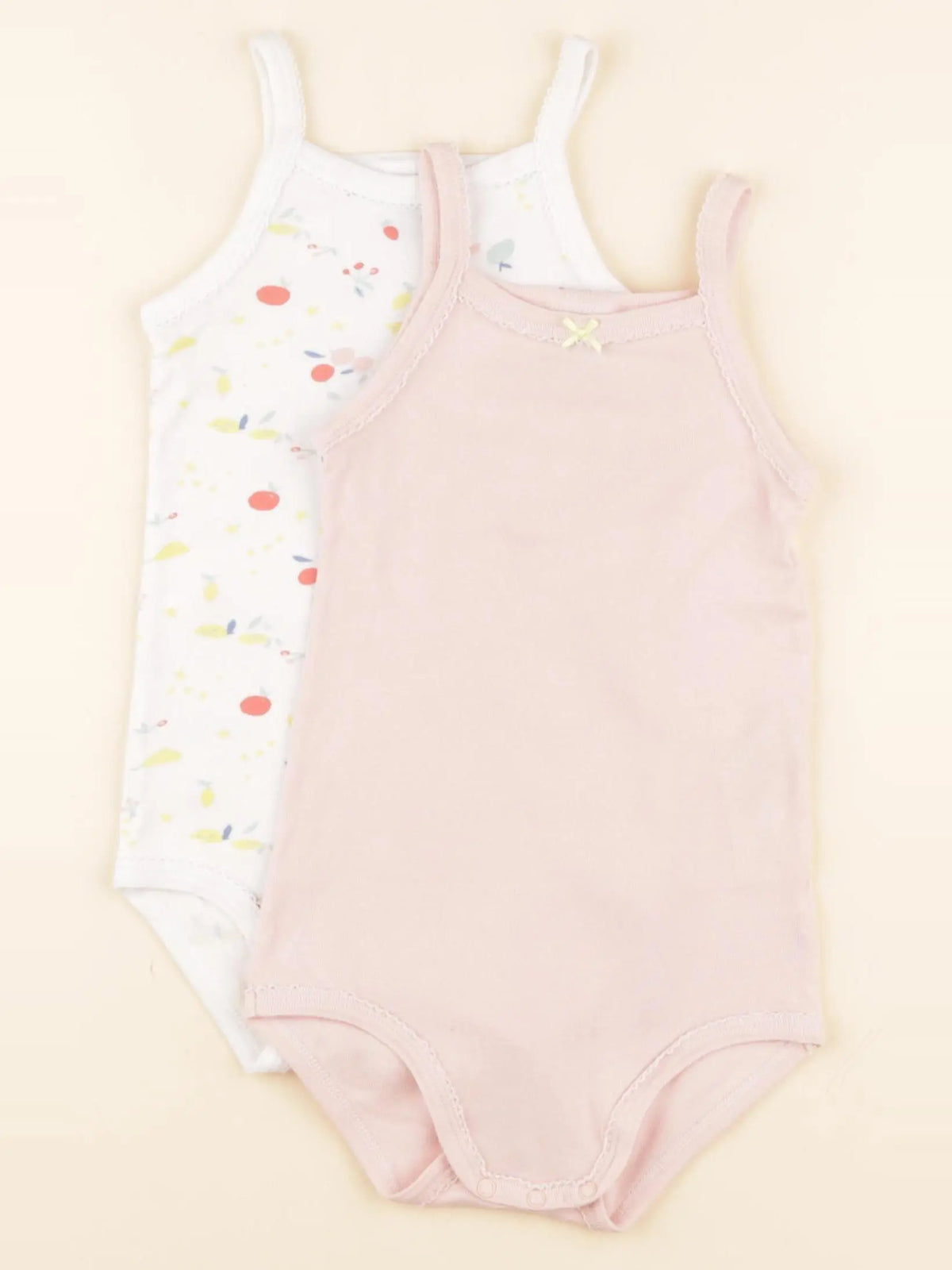 Petit Bateau - lot de 2 bodies en coton rose, blanc - 24 mois