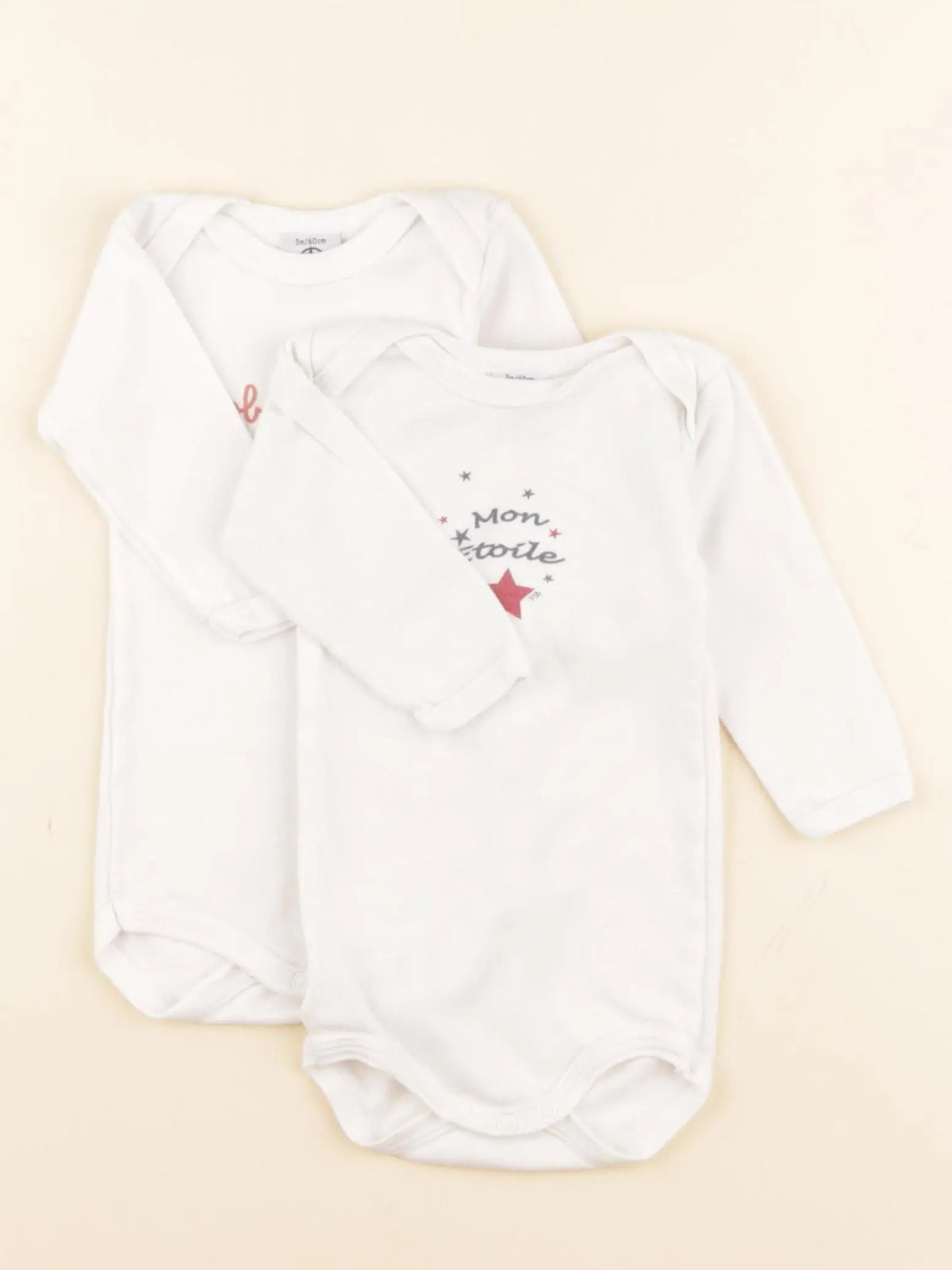 Petit Bateau - lot de 2 bodies en coton blanc - 3 mois