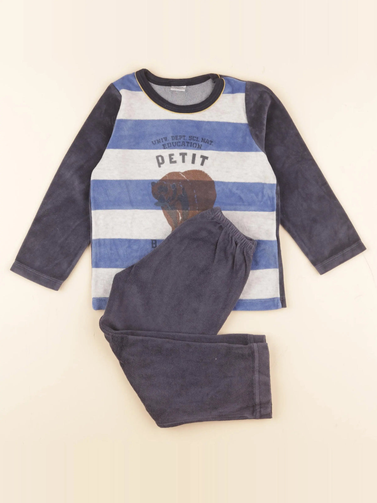 Petit Bateau - pyjama velours bleu - 4 ans