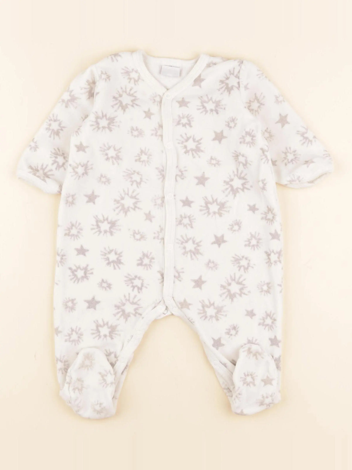 Petit Bateau - pyjama velours blanc - 6 mois