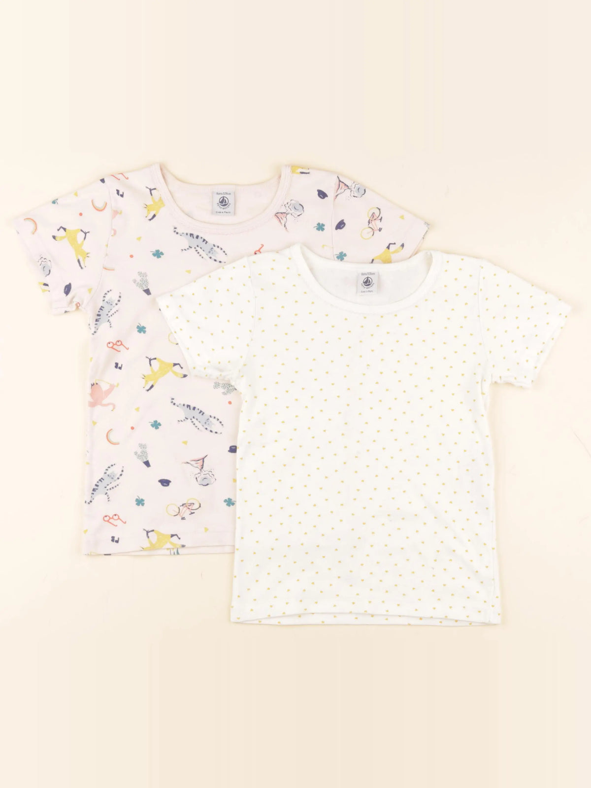 Petit Bateau - lot de 2 maillots de corps blanc, rose - 8 ans