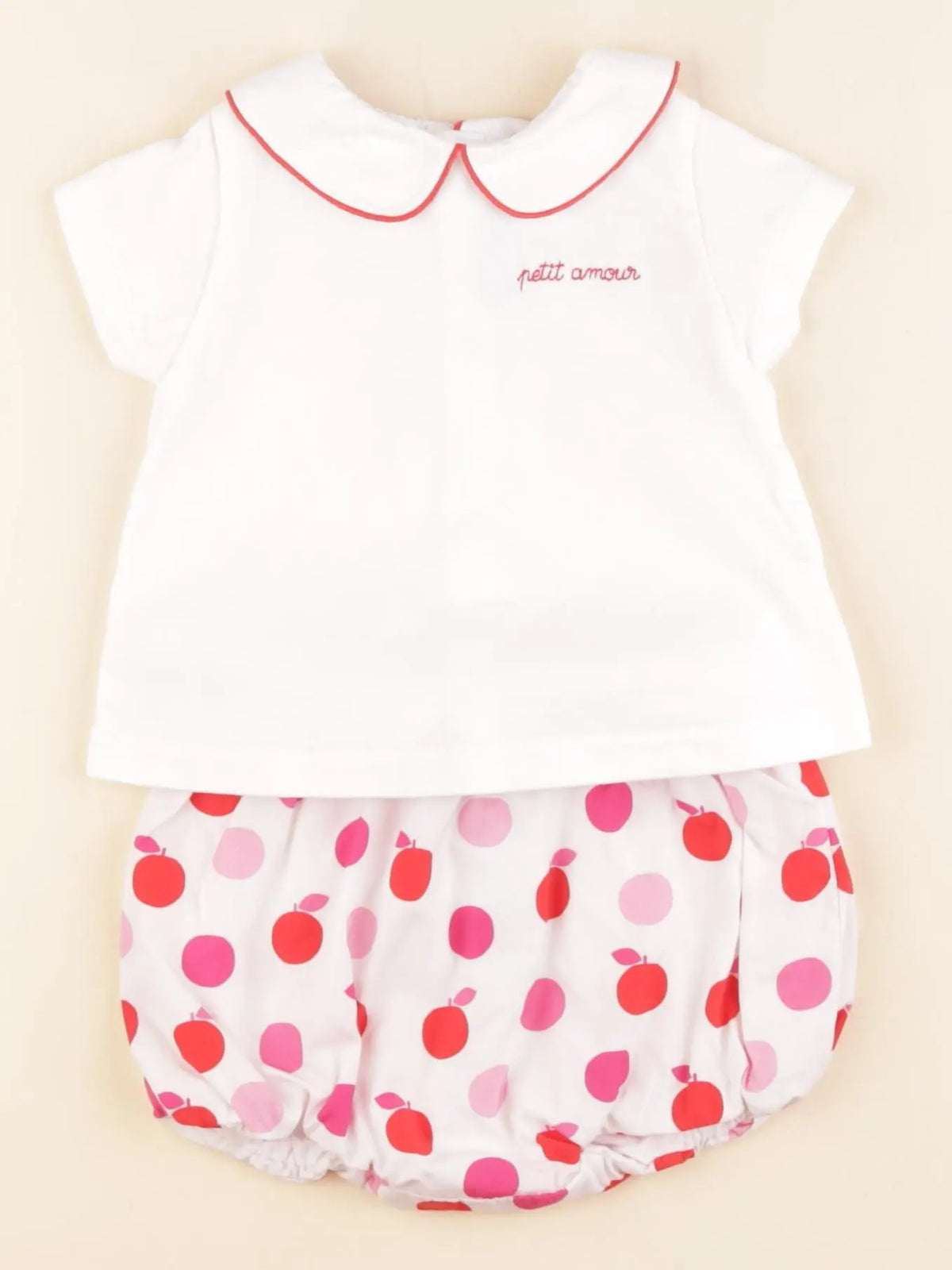 Jacadi - ensemble blanc, rouge - 6 mois