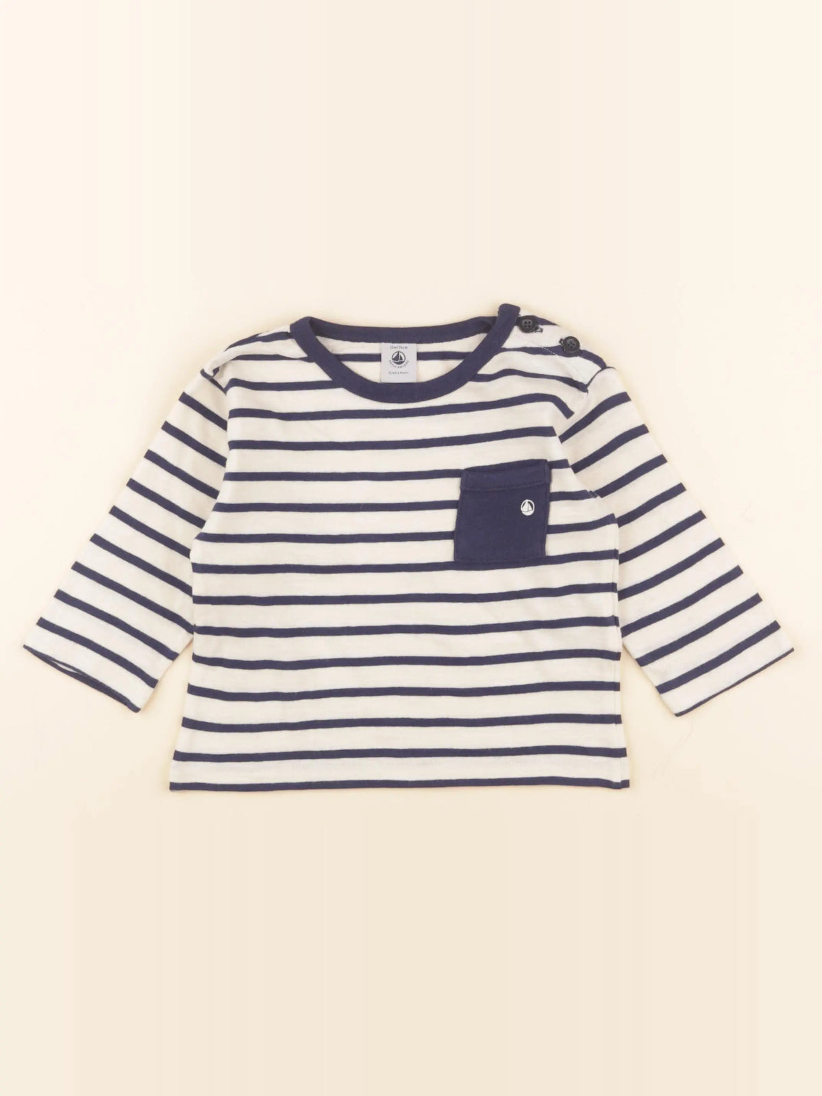 Petit Bateau - tee-shirt beige, bleu - 12 mois