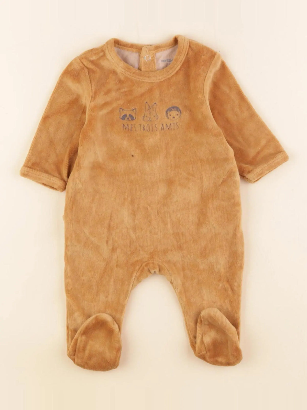 Vertbaudet - pyjama velours jaune - 1 mois