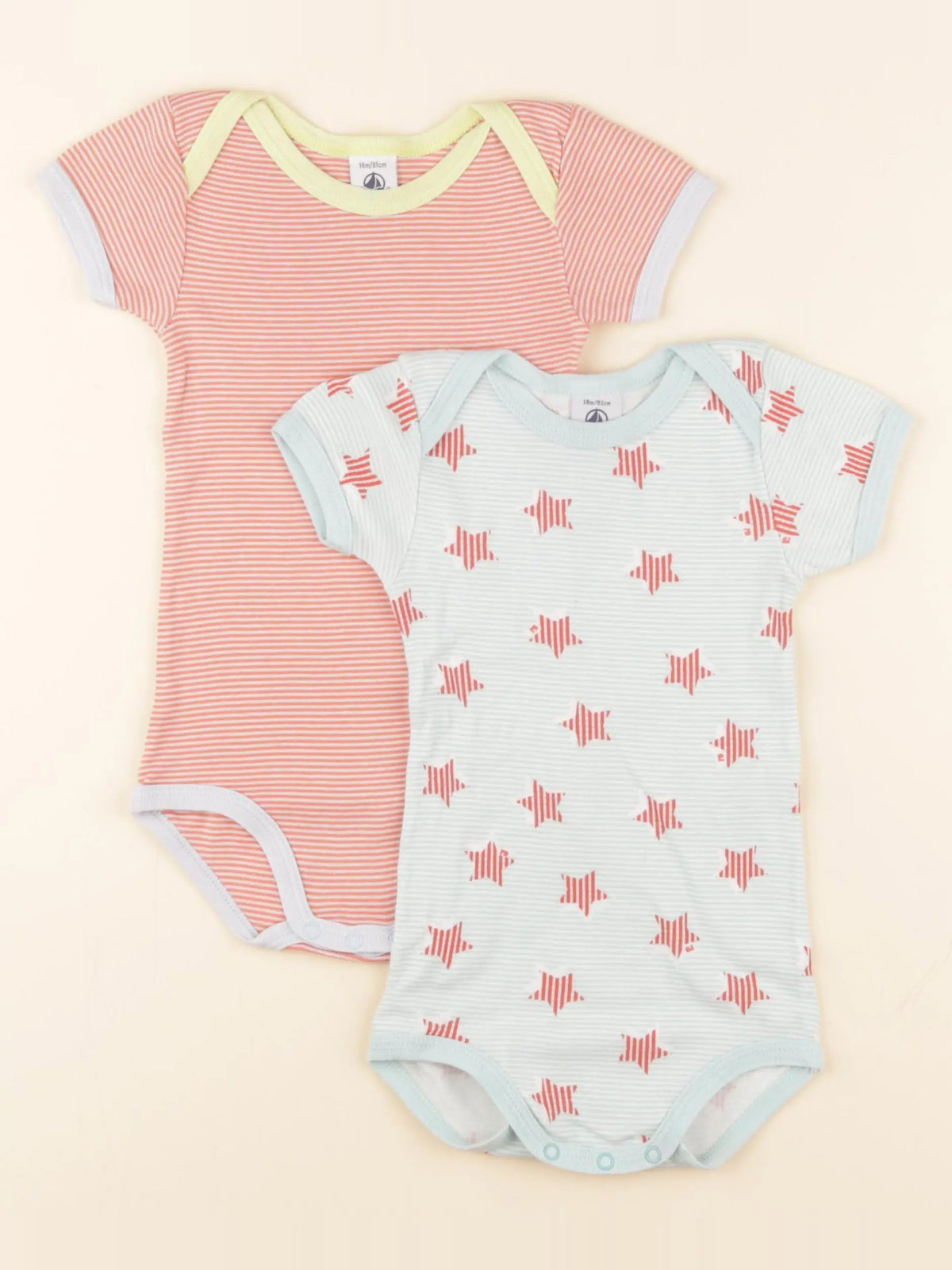 Petit Bateau - lot de 2 bodies en coton multicolore - 18 mois