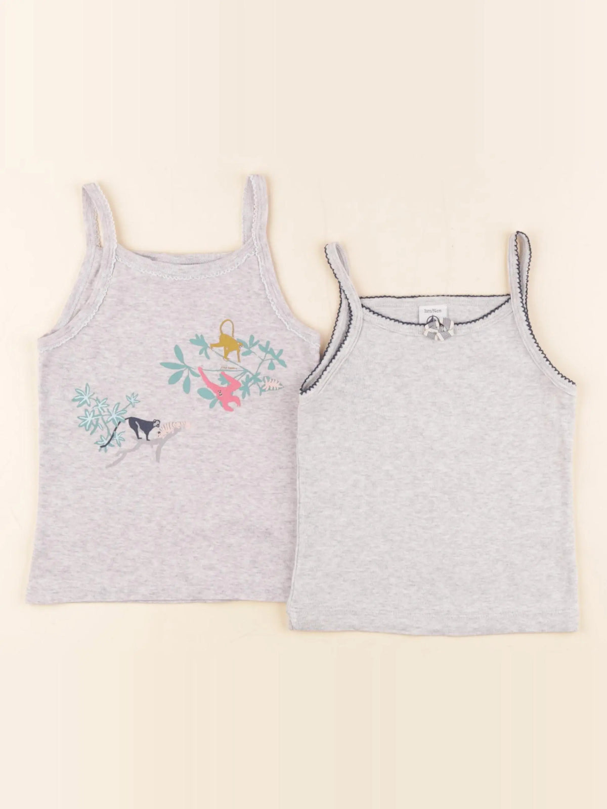 Petit Bateau - lot de 2 maillots de corps gris - 3 ans