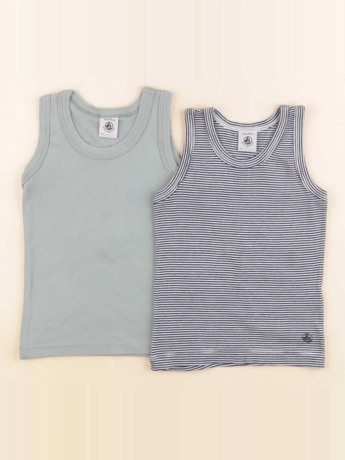 Petit Bateau - lot de 2 maillots de corps bleu - 3 ans