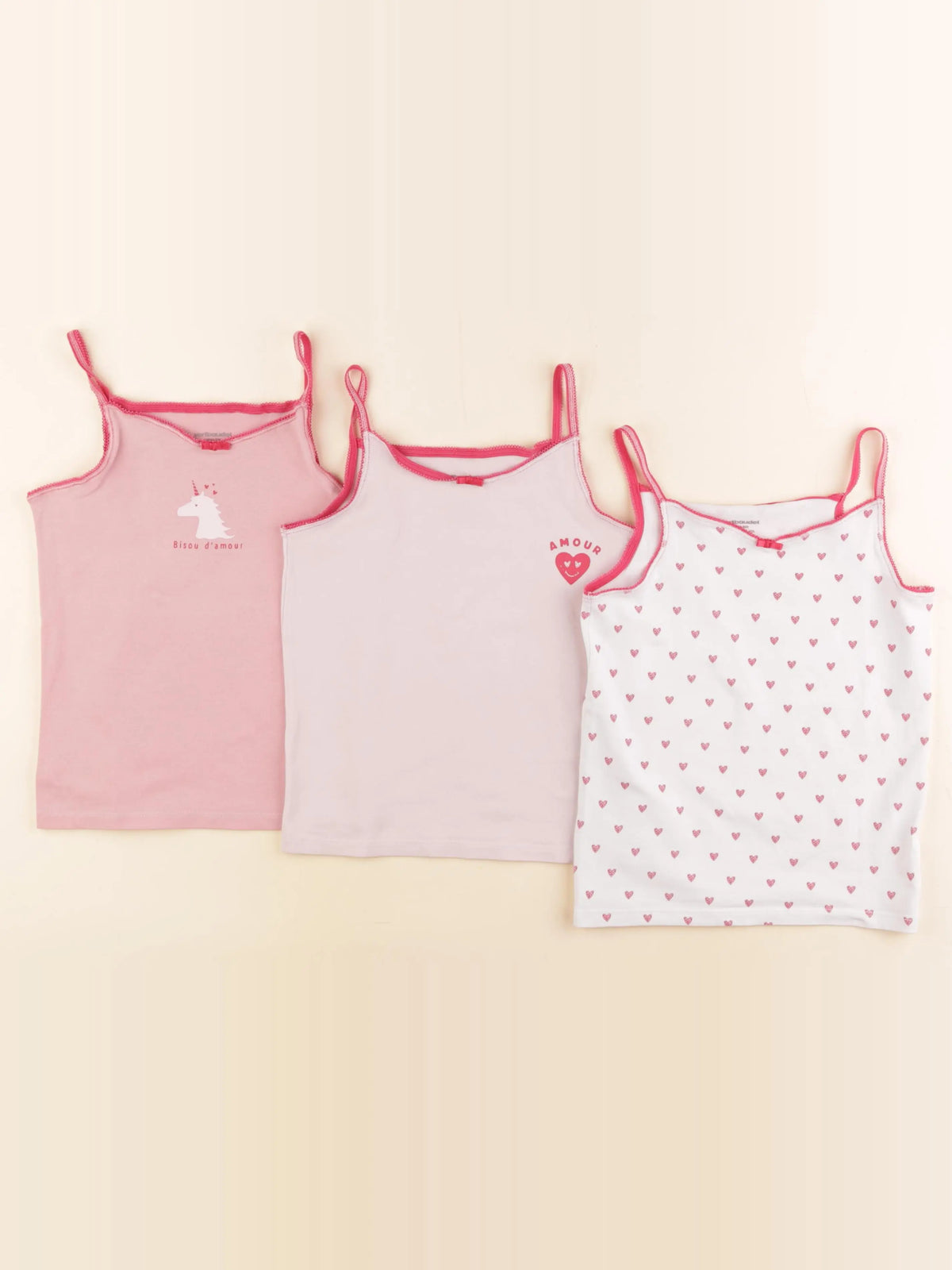Vertbaudet - lot de 3 maillots de corps rose - 6 ans