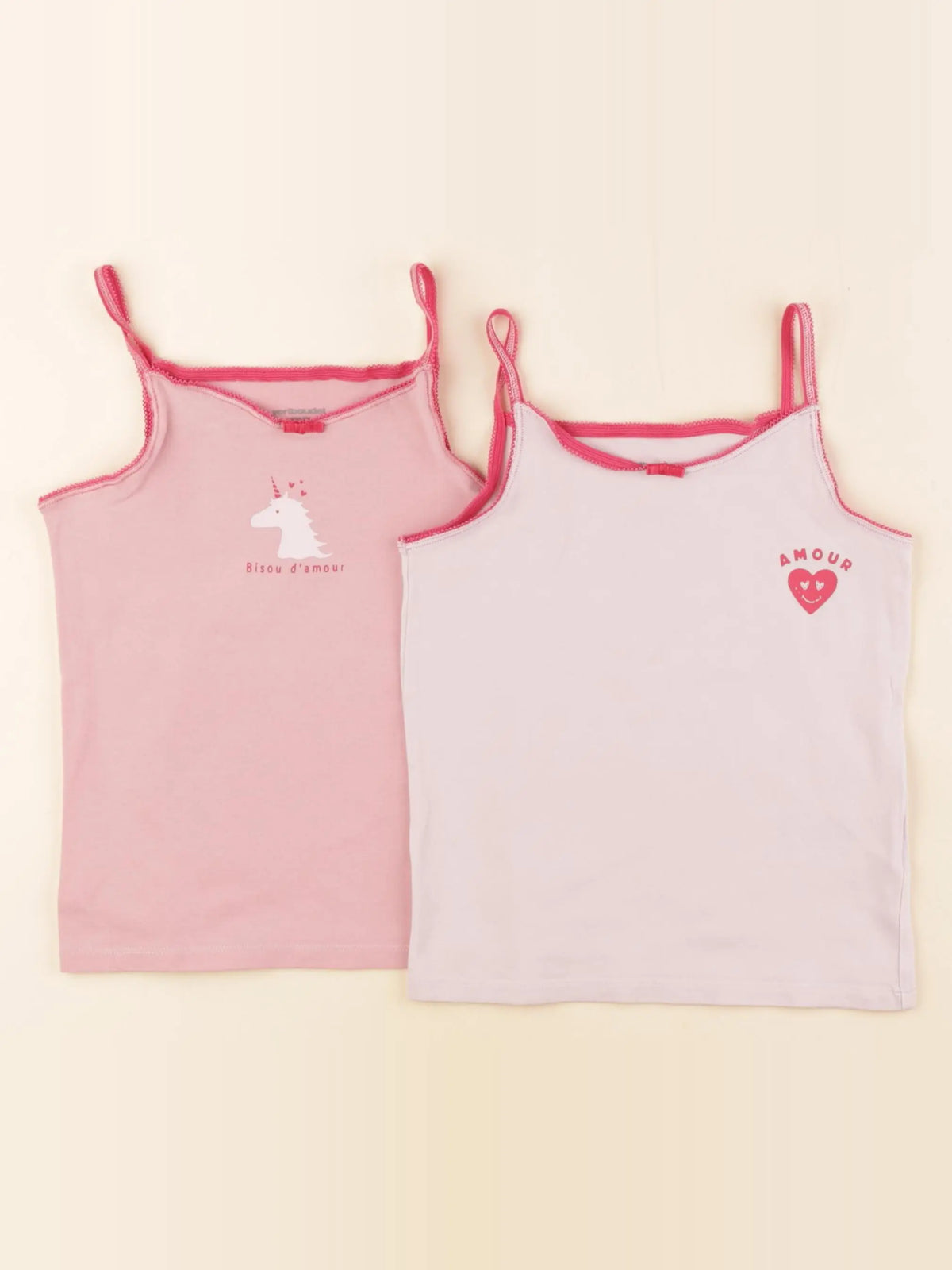 Vertbaudet - lot de 2 maillots de corps rose - 6 ans