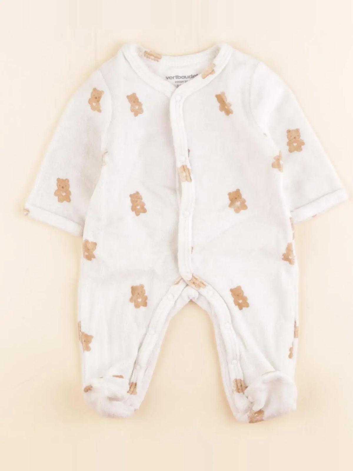 Vertbaudet - pyjama velours blanc - 0 mois