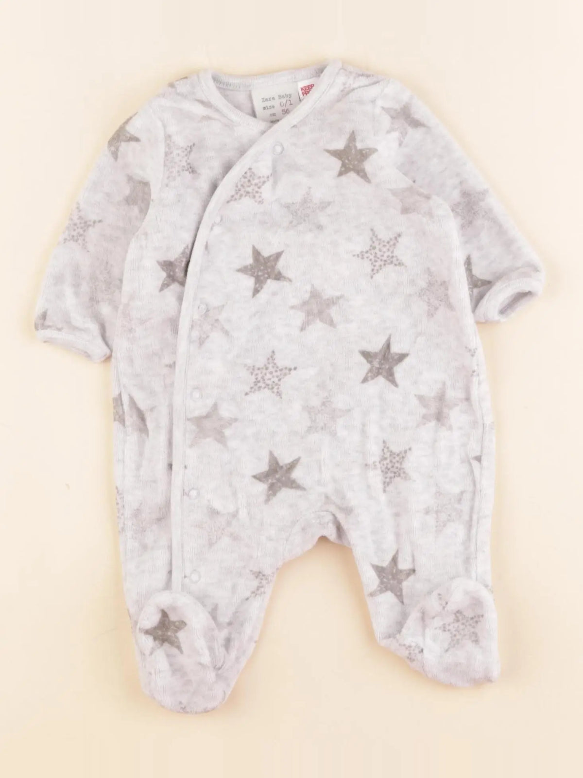 Zara - pyjama velours gris - 0/1 mois