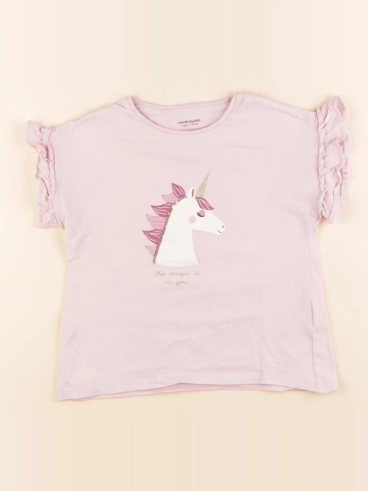 Vertbaudet - tee-shirt rose - 5 ans