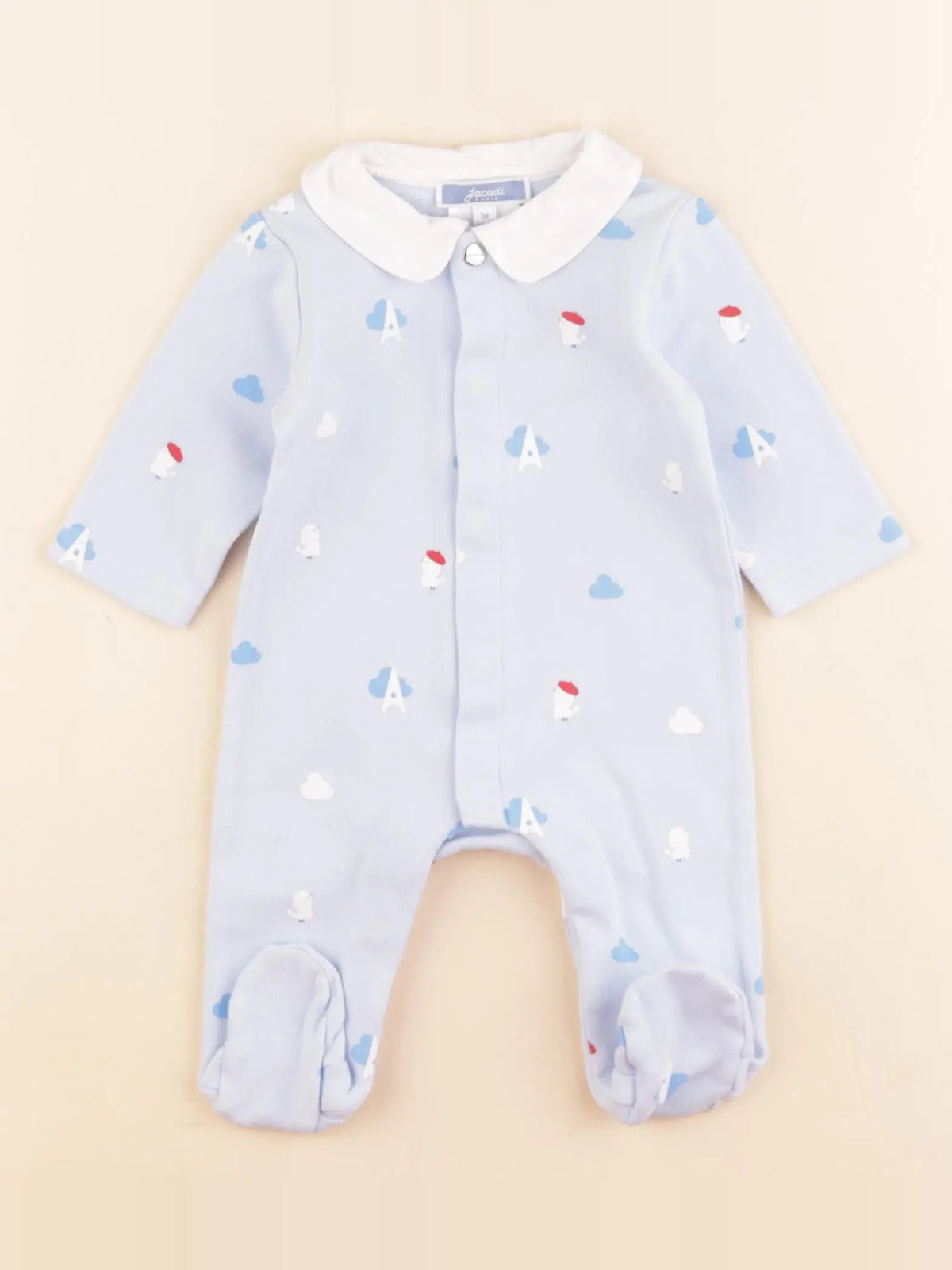 Jacadi - pyjama coton bleu - 1 mois