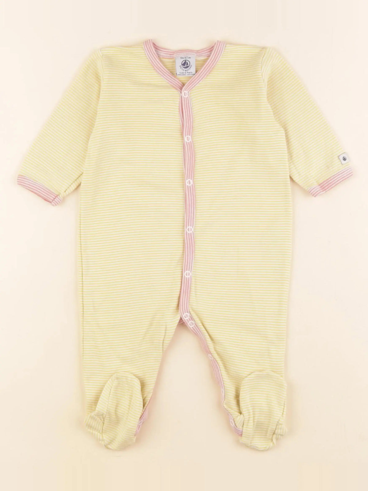 Petit Bateau - pyjama coton jaune - 6 mois
