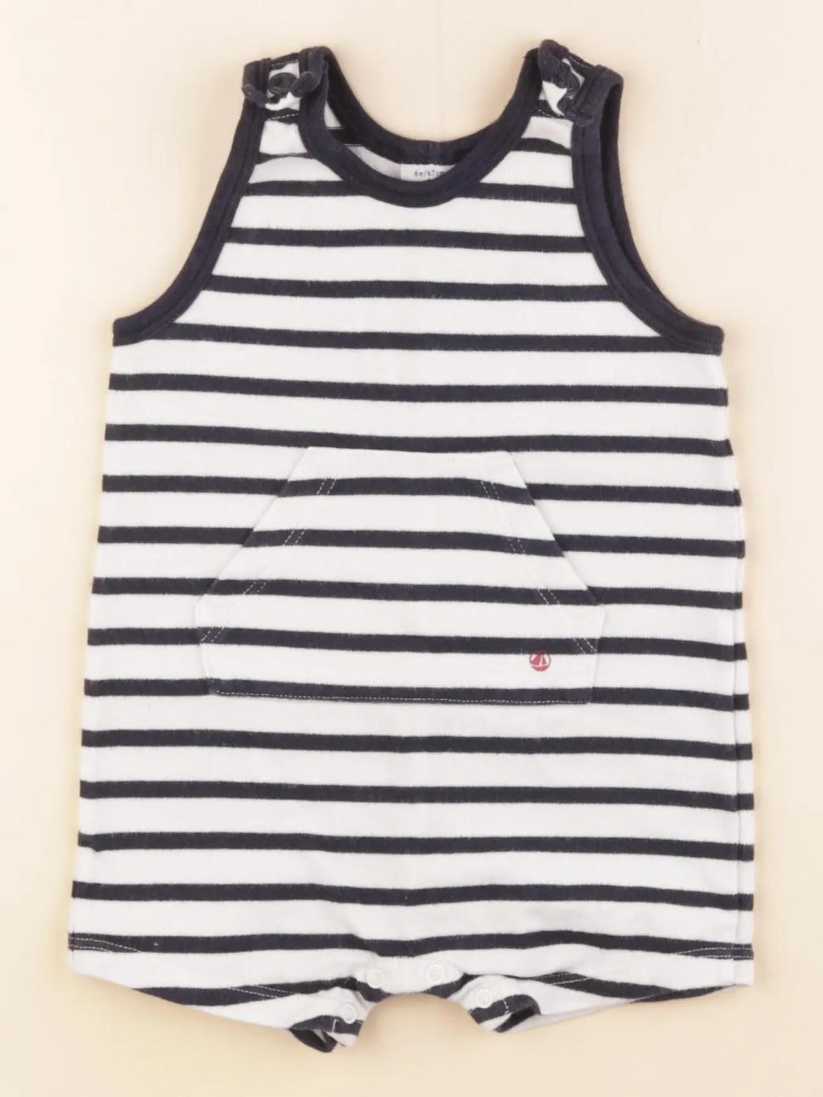 Petit Bateau - combinaison blanc, bleu - 6 mois