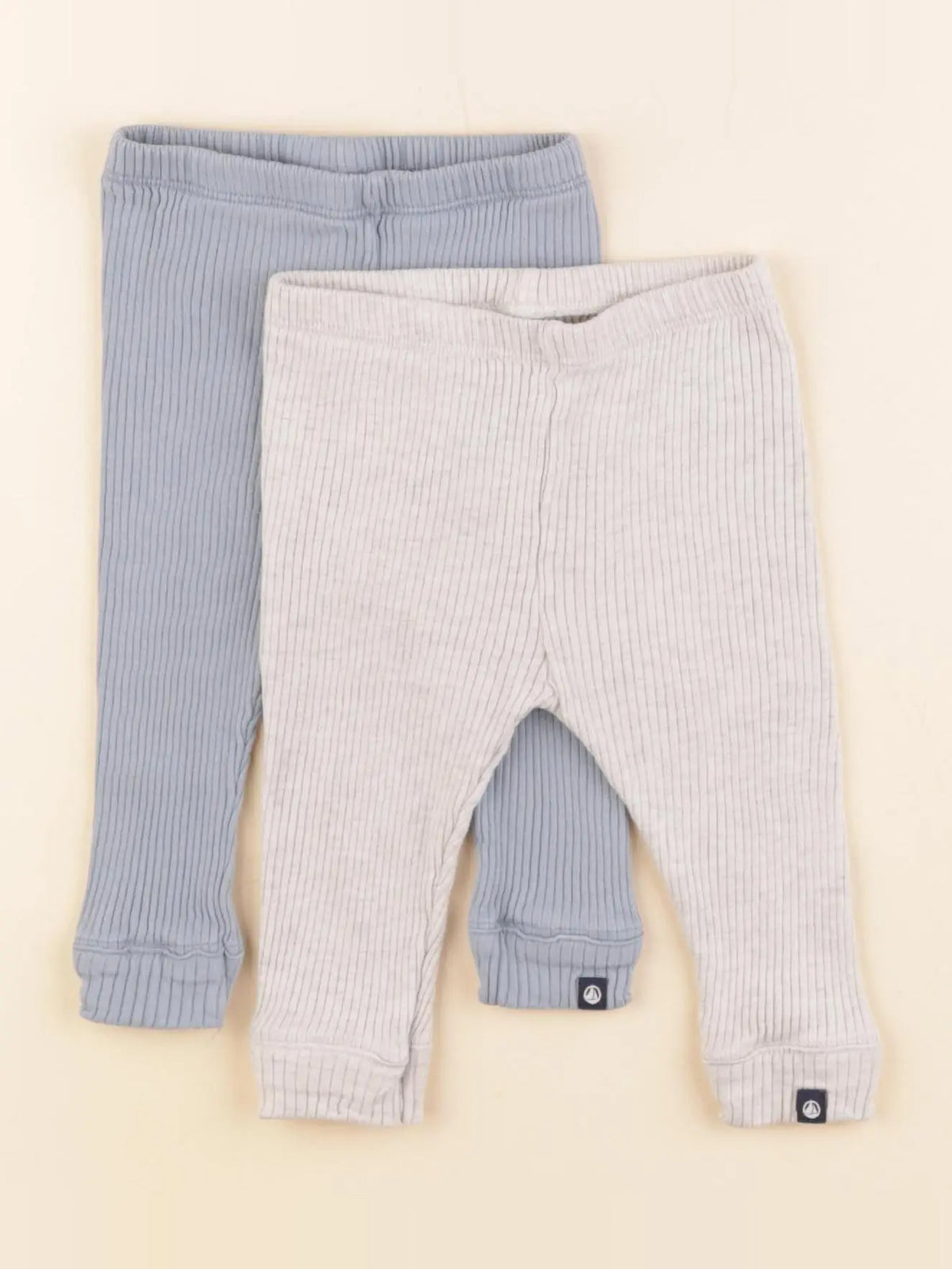 Petit Bateau - lot de 2 leggings bleu, gris - 6 mois